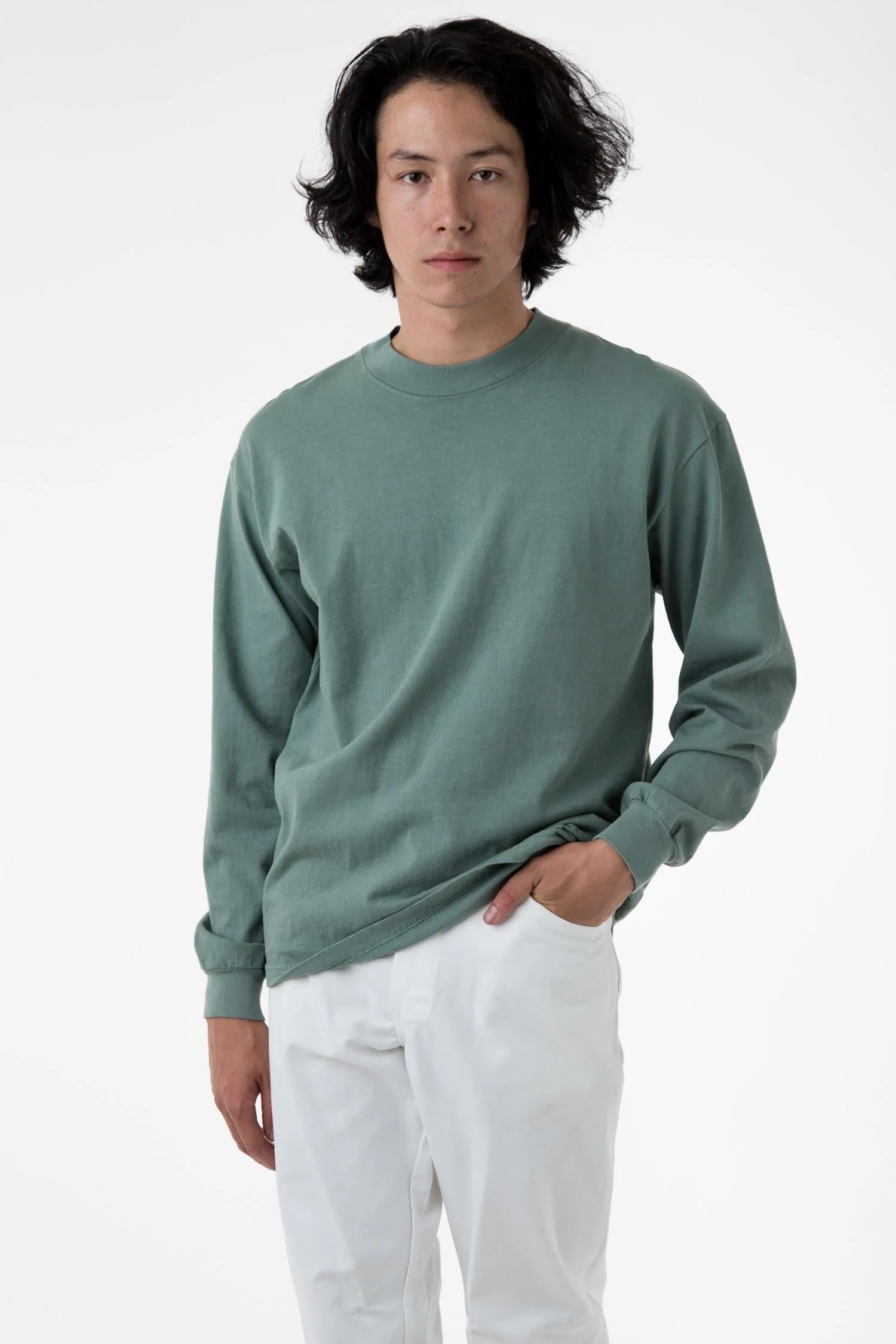 1406GD - Long Sleeve Garment Dye Mockneck T-Shirt - Image 11