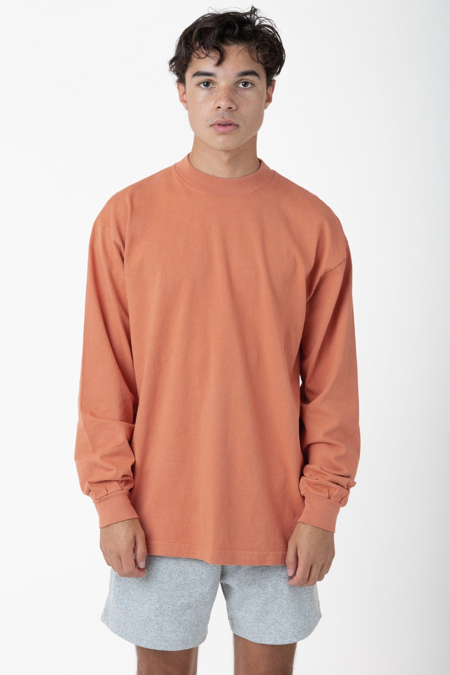 1406GD - Long Sleeve Garment Dye Mockneck T-Shirt - Image 6
