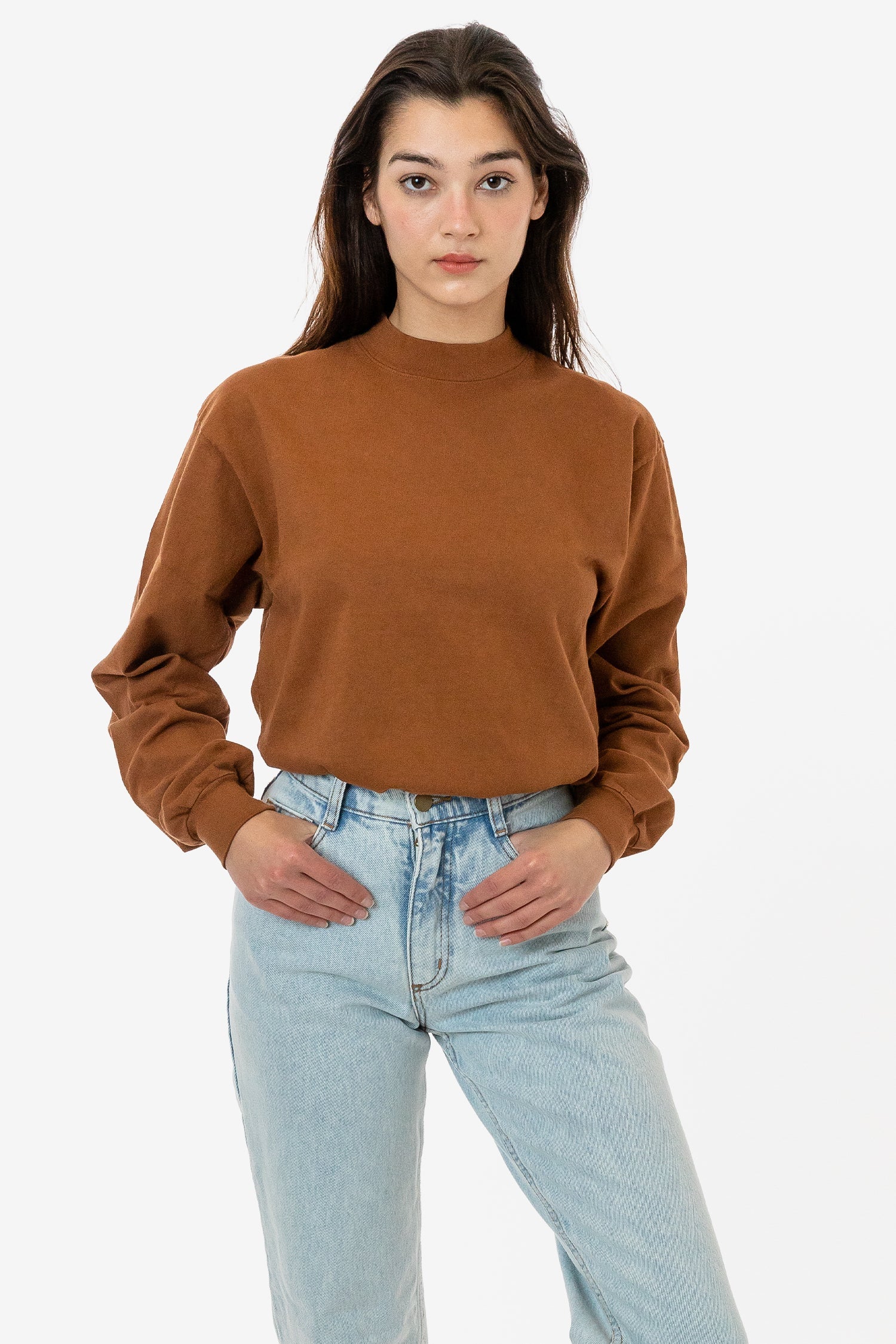 1406GD Mix - Long Sleeve Garment Dye Mockneck T-Shirt - Image 3