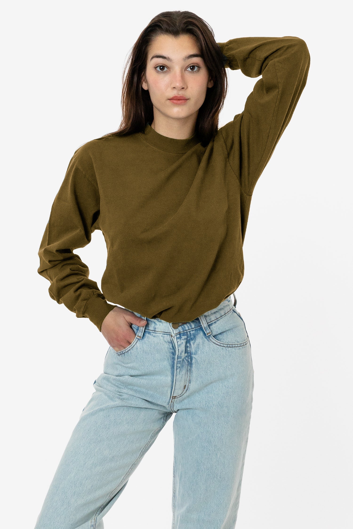 1406GD Mix - Long Sleeve Garment Dye Mockneck T-Shirt - Image 5