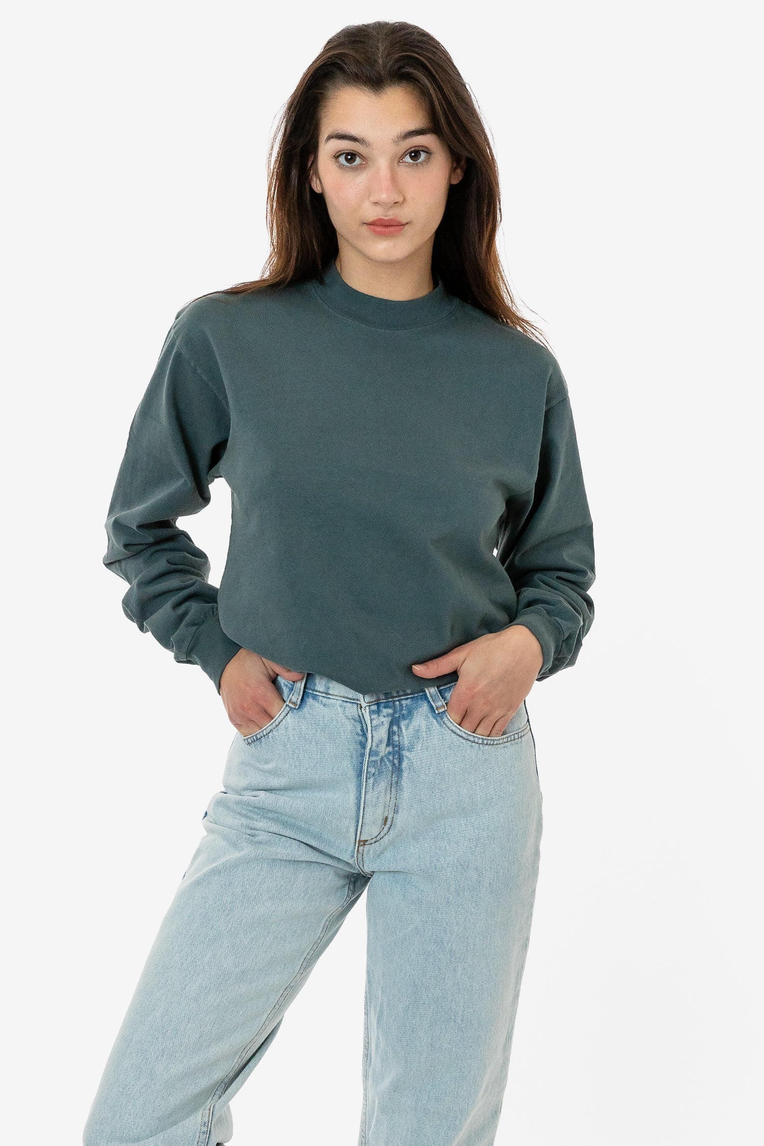 1406GD Mix - Long Sleeve Garment Dye Mockneck T-Shirt - Image 7