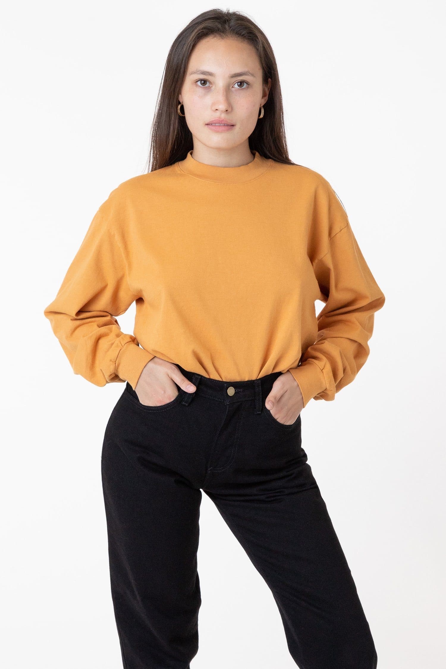 1406GD Unisex - Long Sleeve Garment Dye Mockneck T-Shirt - Image 12