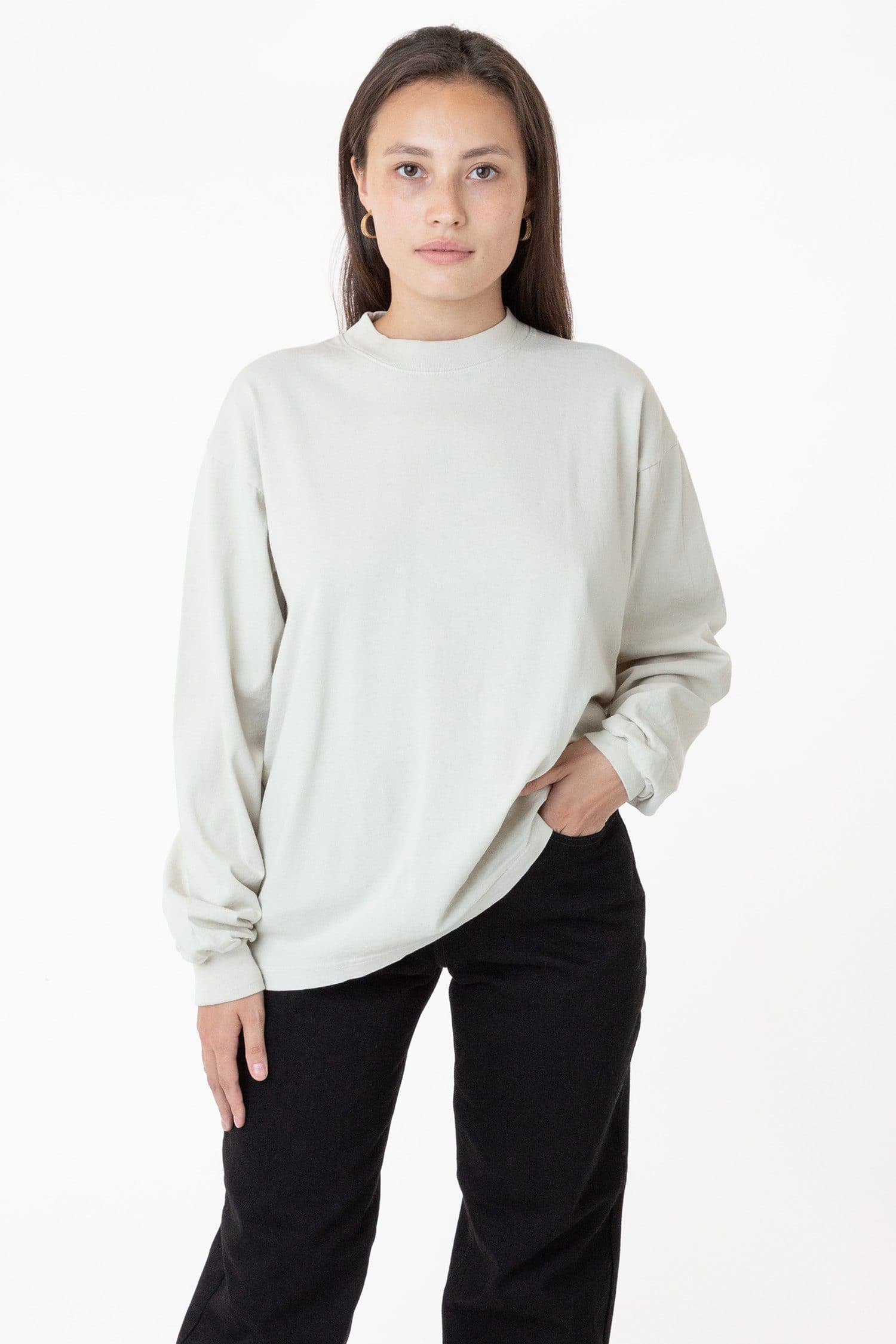 1406GD Unisex - Long Sleeve Garment Dye Mockneck T-Shirt - Image 22