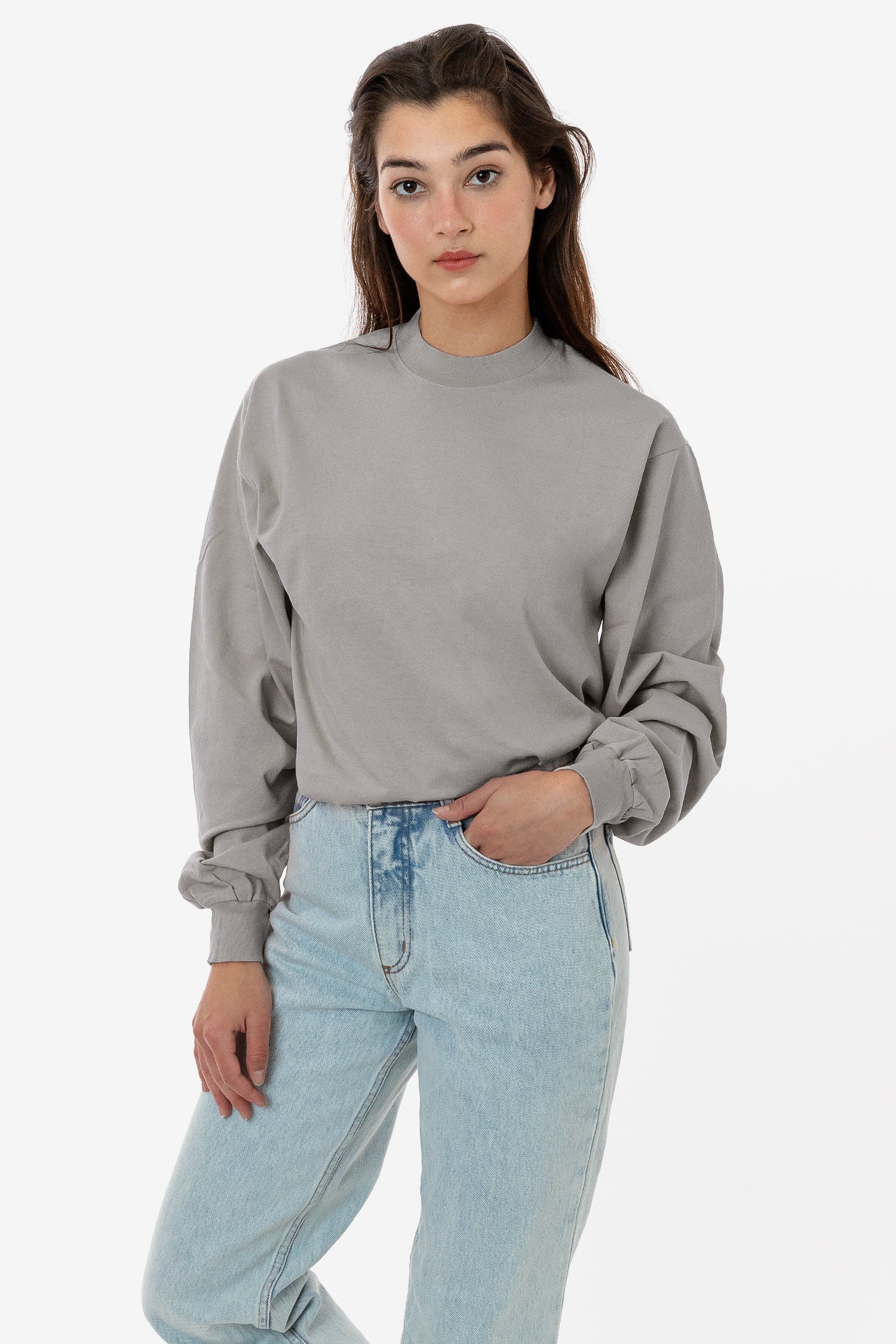 1406GD Unisex - Long Sleeve Garment Dye Mockneck T-Shirt - Image 5
