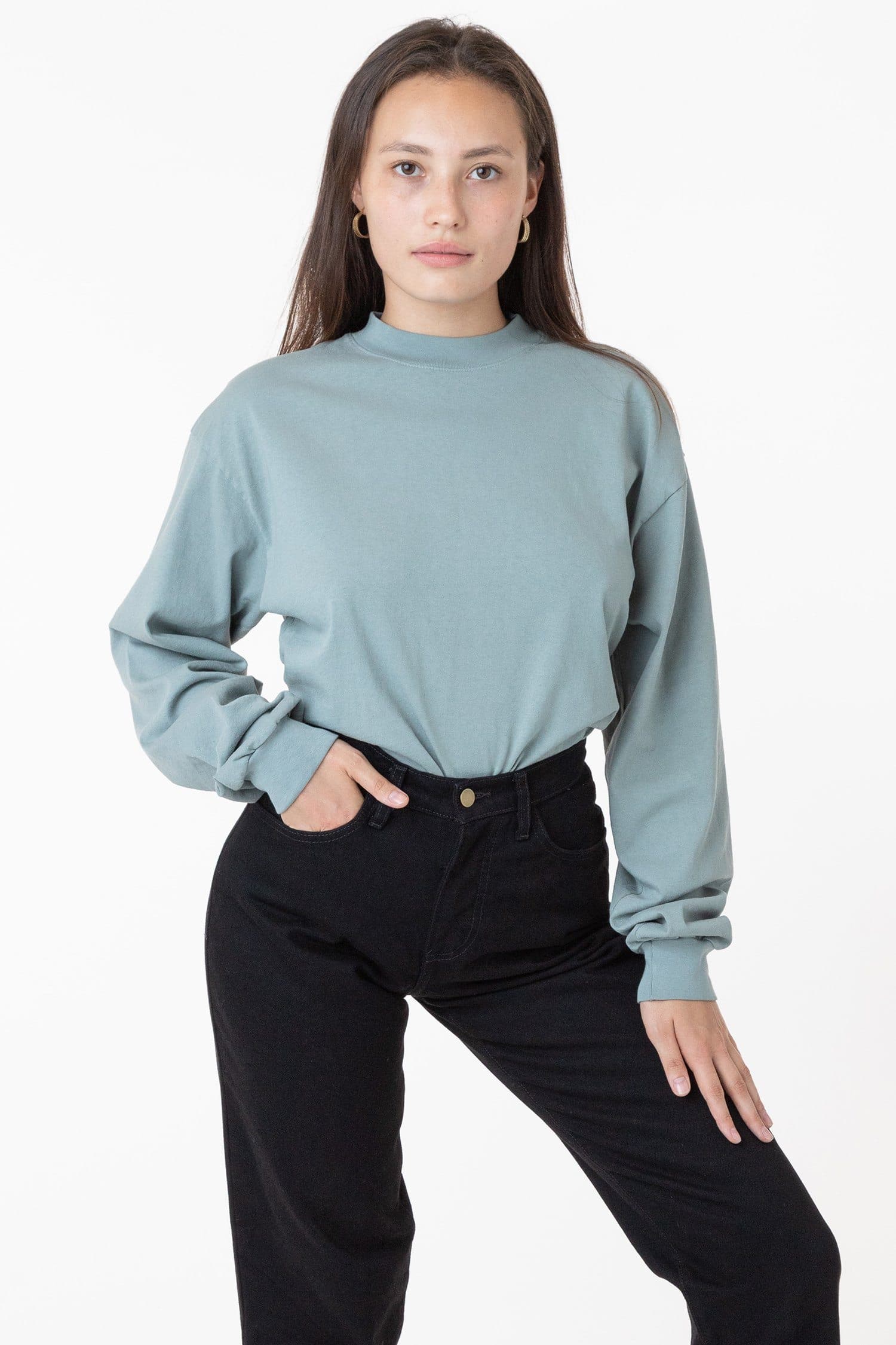 1406GD Mix - Long Sleeve Garment Dye Mockneck T-Shirt - Image 12
