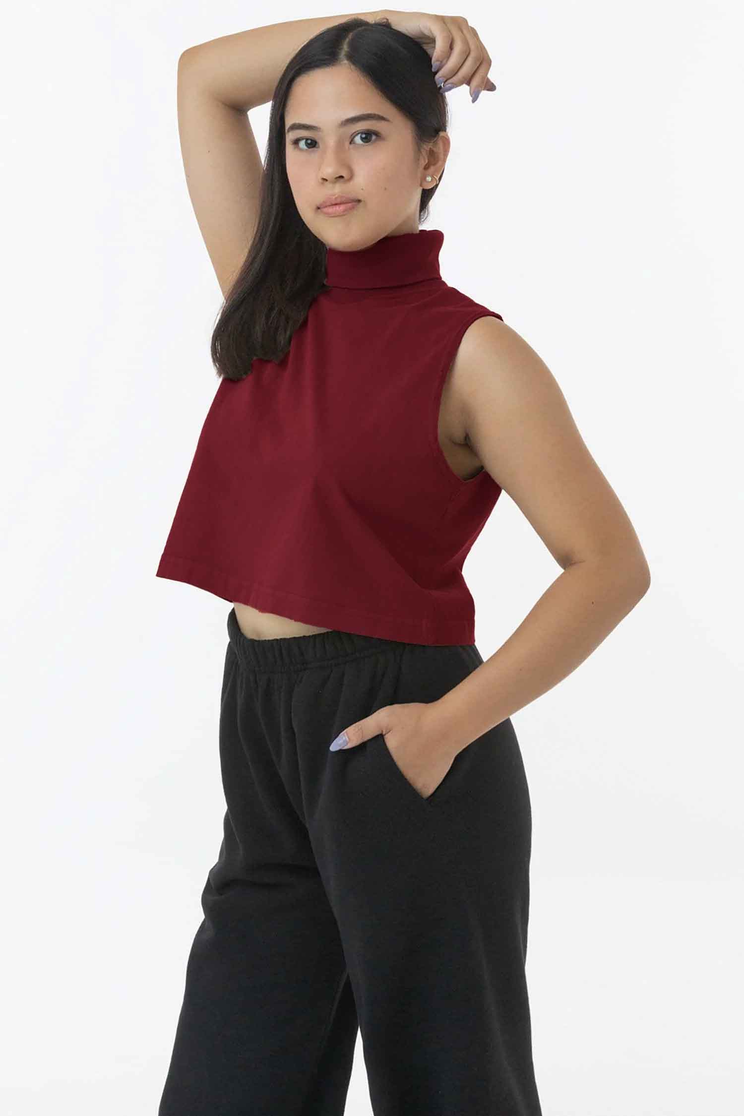 18323GD - Garment Dye Sleeveless Turtleneck Crop Top - Image 19