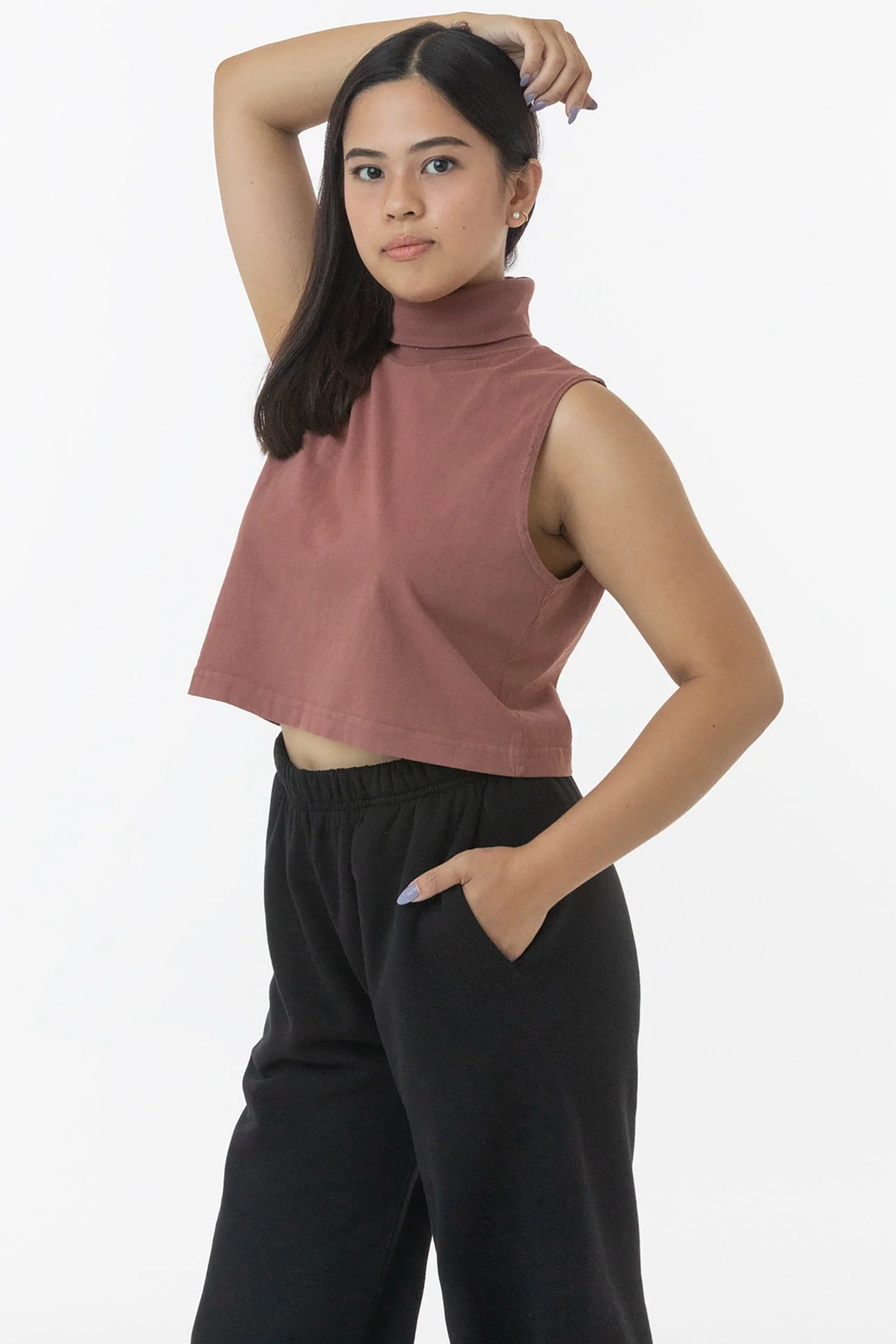 18323GD - Garment Dye Sleeveless Turtleneck Crop Top - Image 2