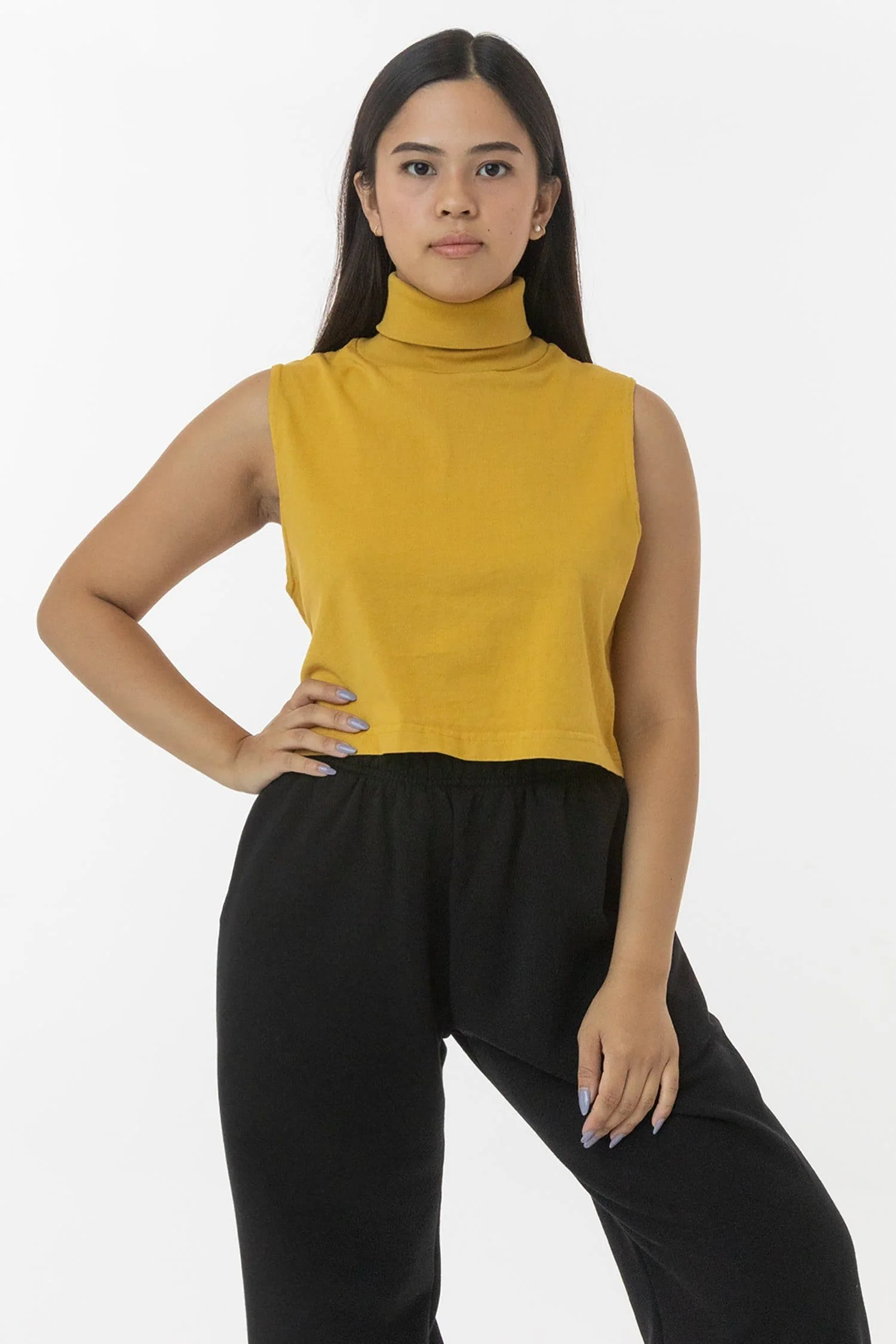 18323GD - Garment Dye Sleeveless Turtleneck Crop Top - Image 7
