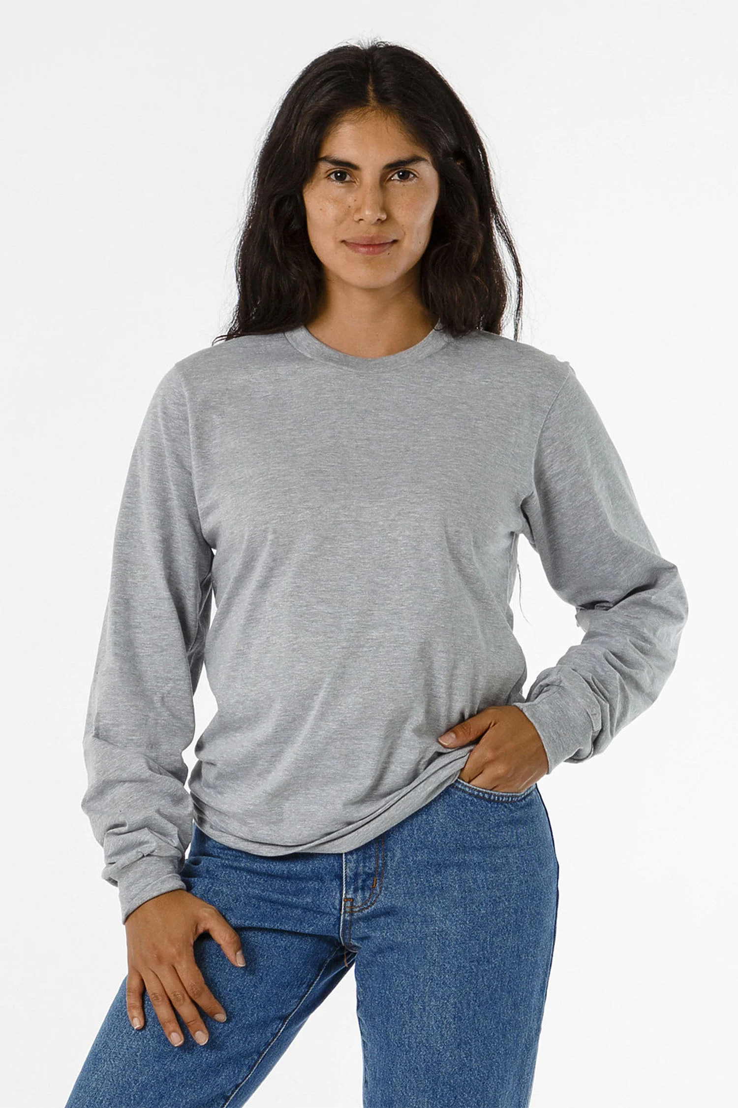 20007 - Fine Jersey Long Sleeve Crew Neck T-Shirt - Image 3