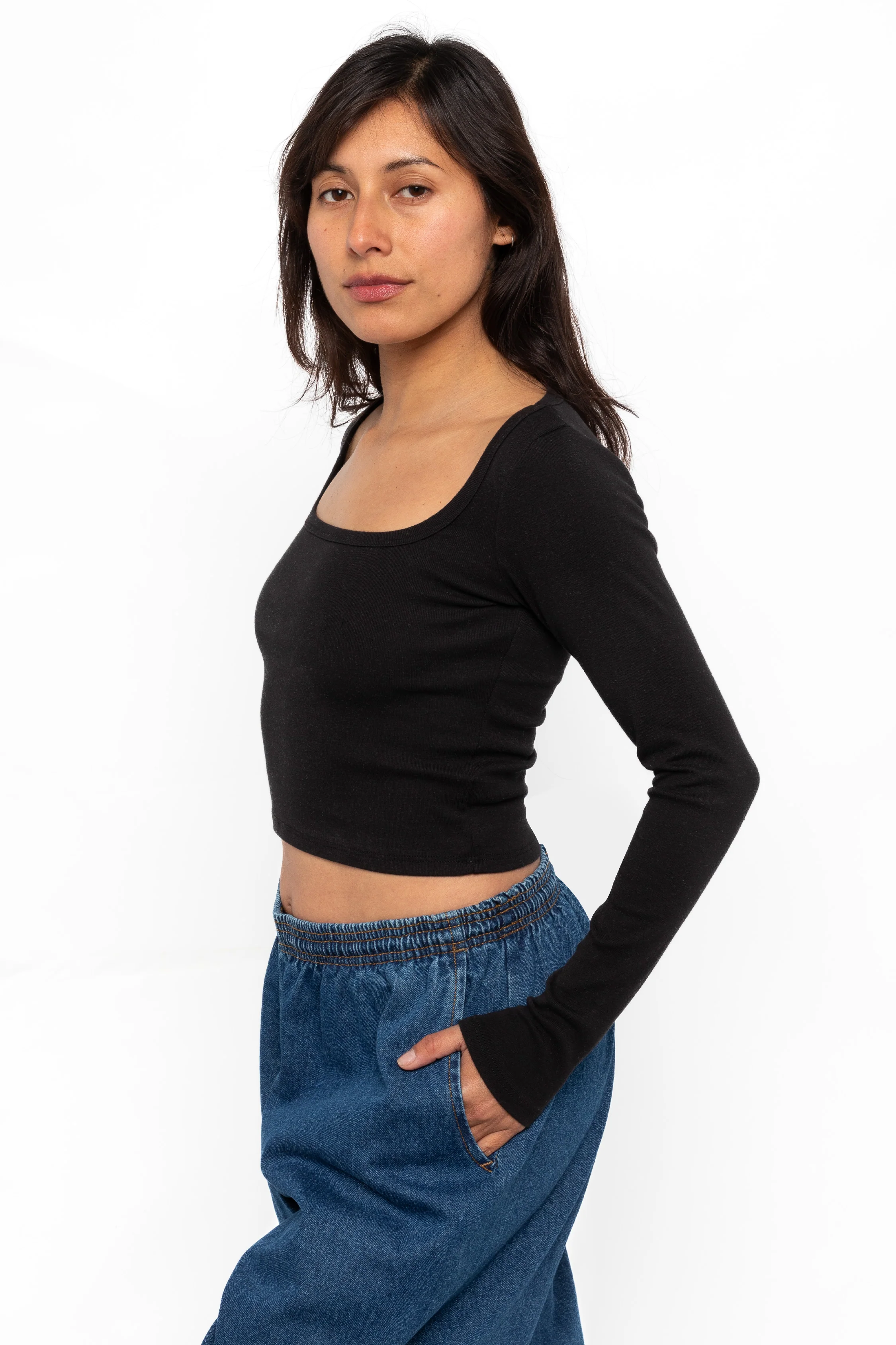 43027 - Baby Rib Long Sleeve Square Neck Tee - Image 5