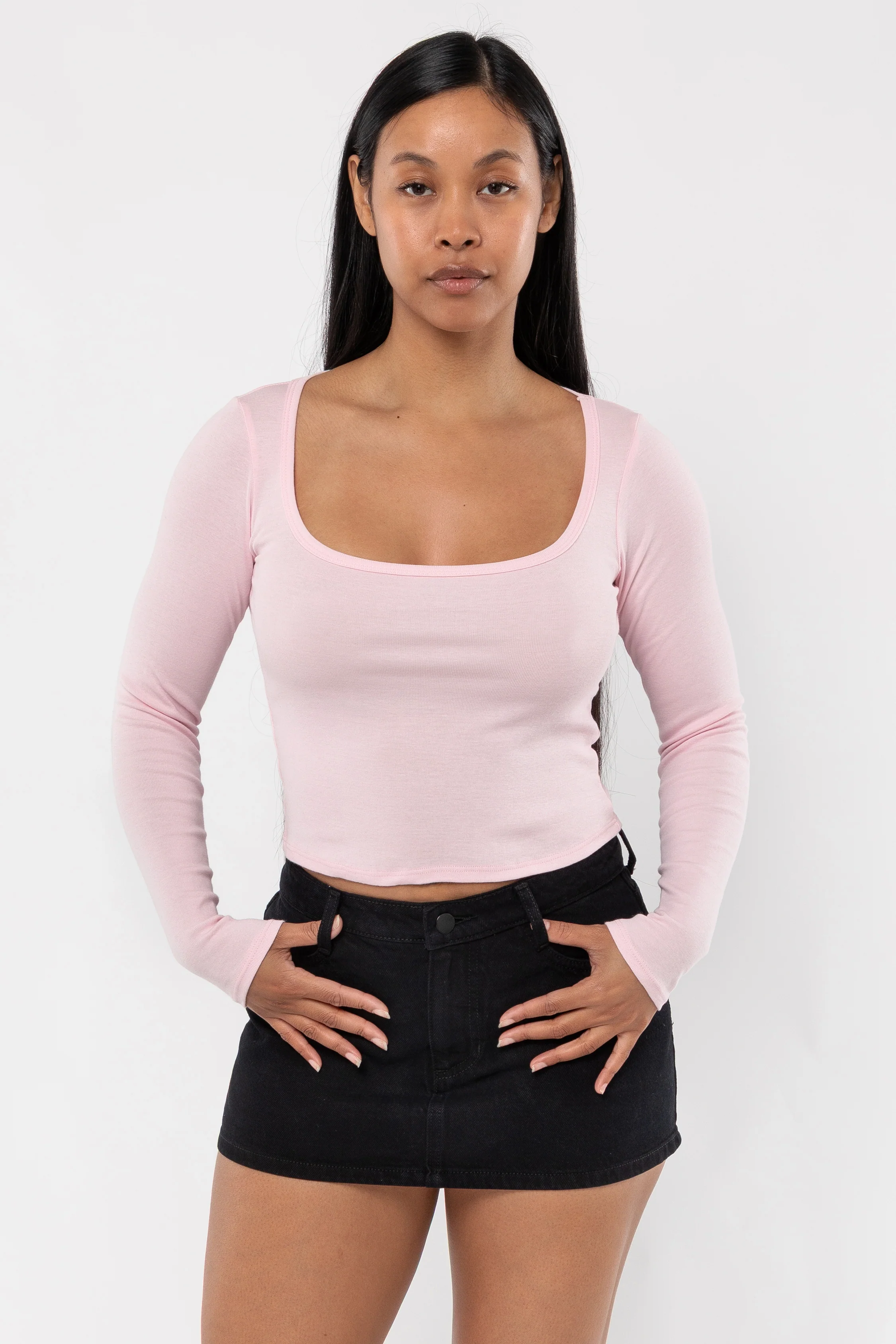 43027 - Baby Rib Long Sleeve Square Neck Tee - Image 6