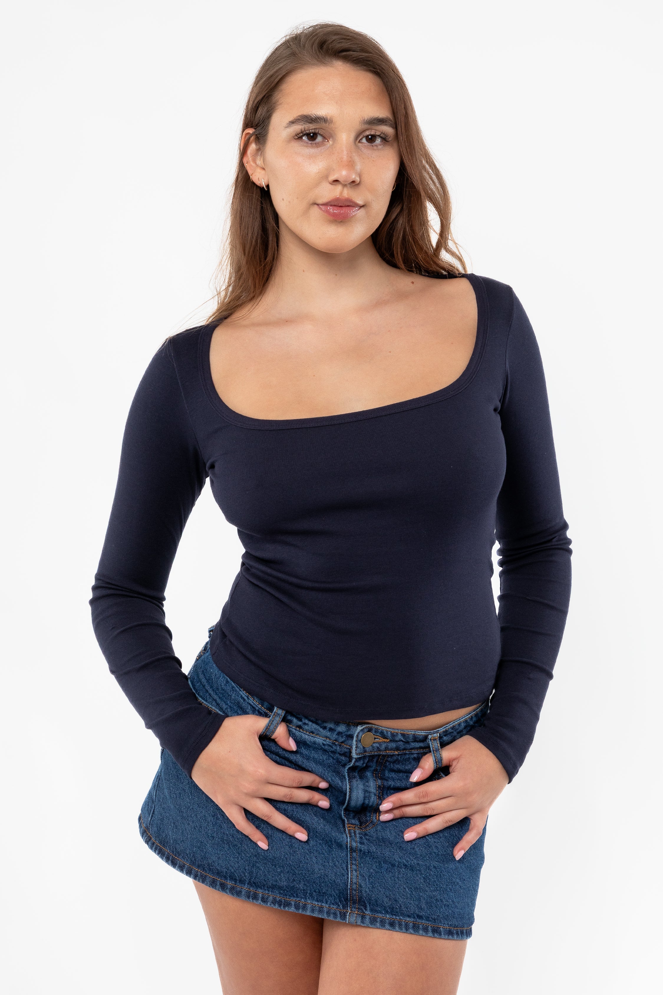 43027 - Baby Rib Long Sleeve Square Neck Tee - Image 8
