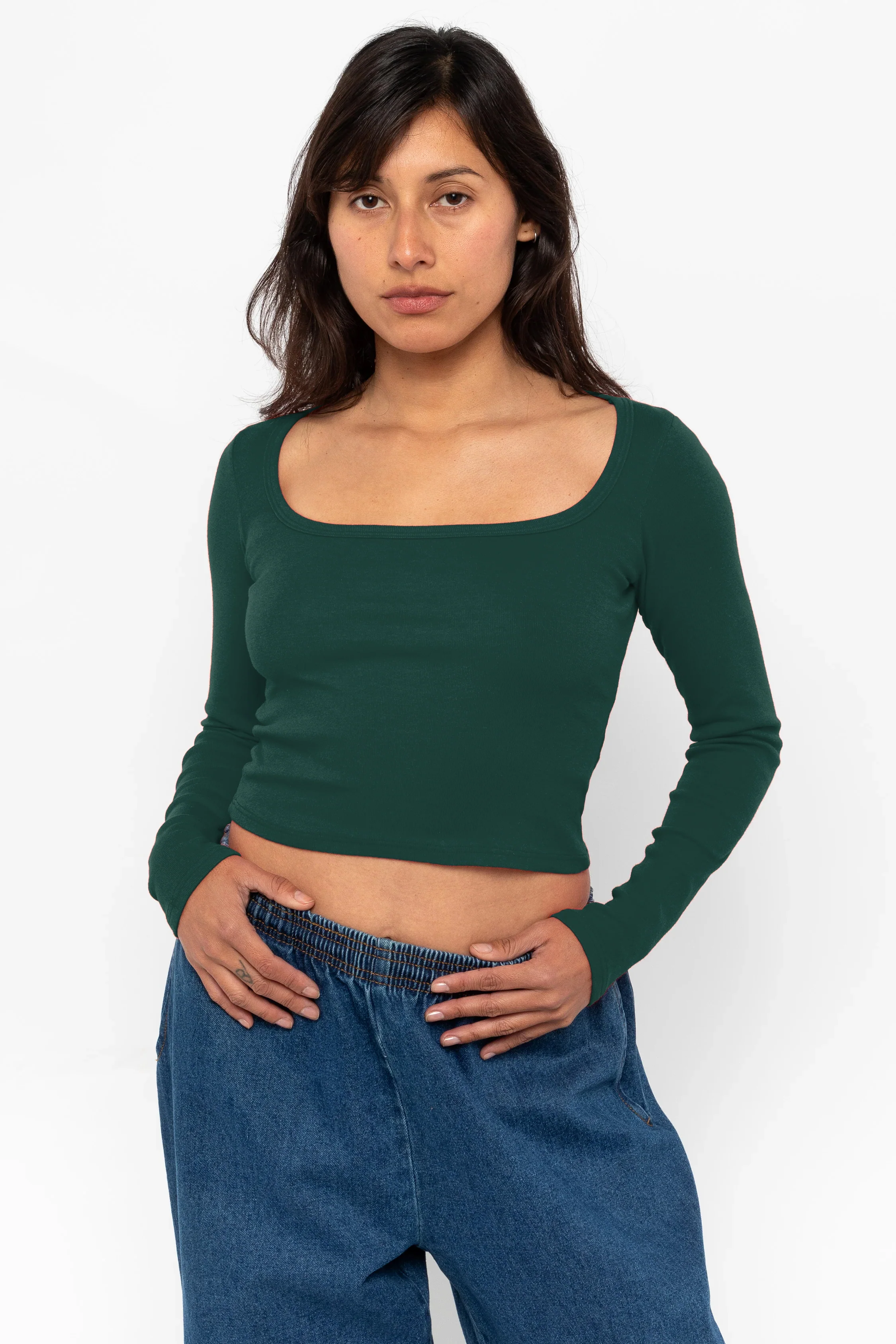 43027 - Baby Rib Long Sleeve Square Neck Tee - Image 9