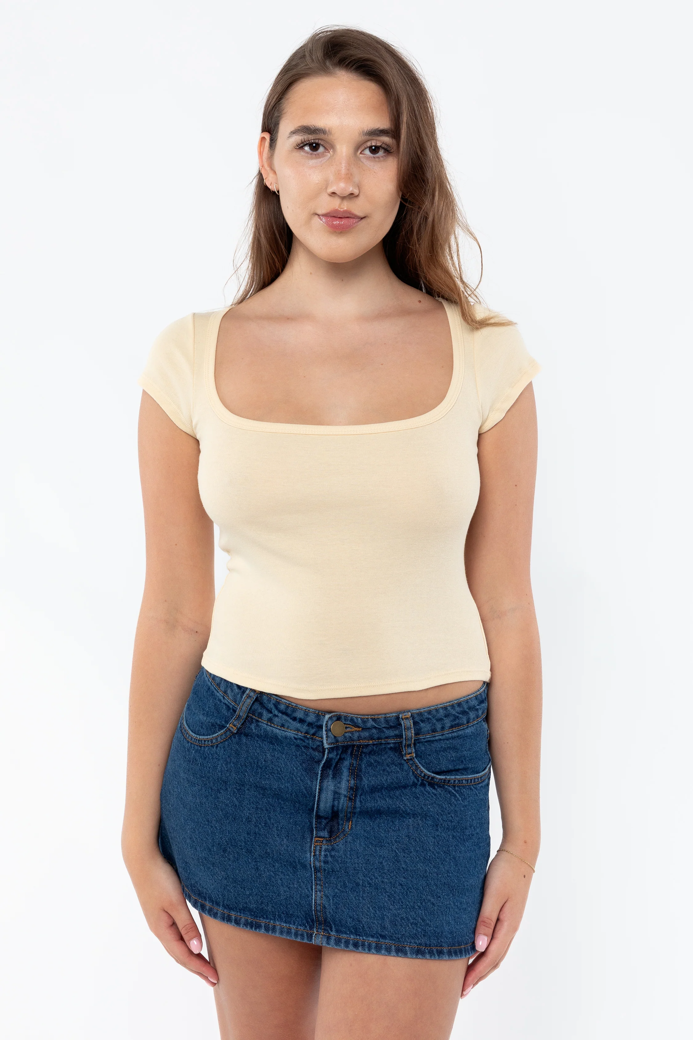 43023 - Baby Rib Square Neck Cap Sleeve Tee - Image 10