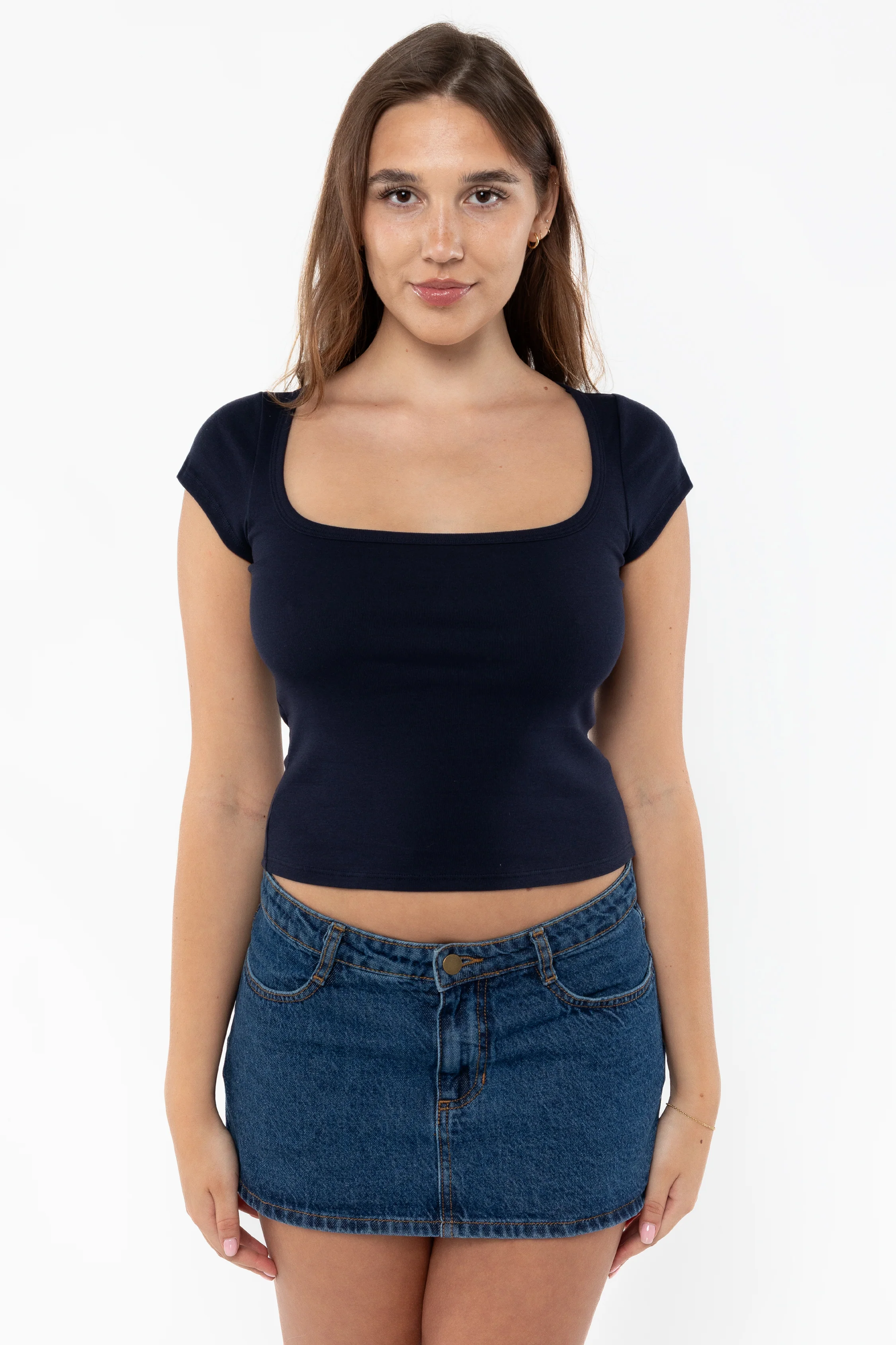 43023 - Baby Rib Square Neck Cap Sleeve Tee - Image 11