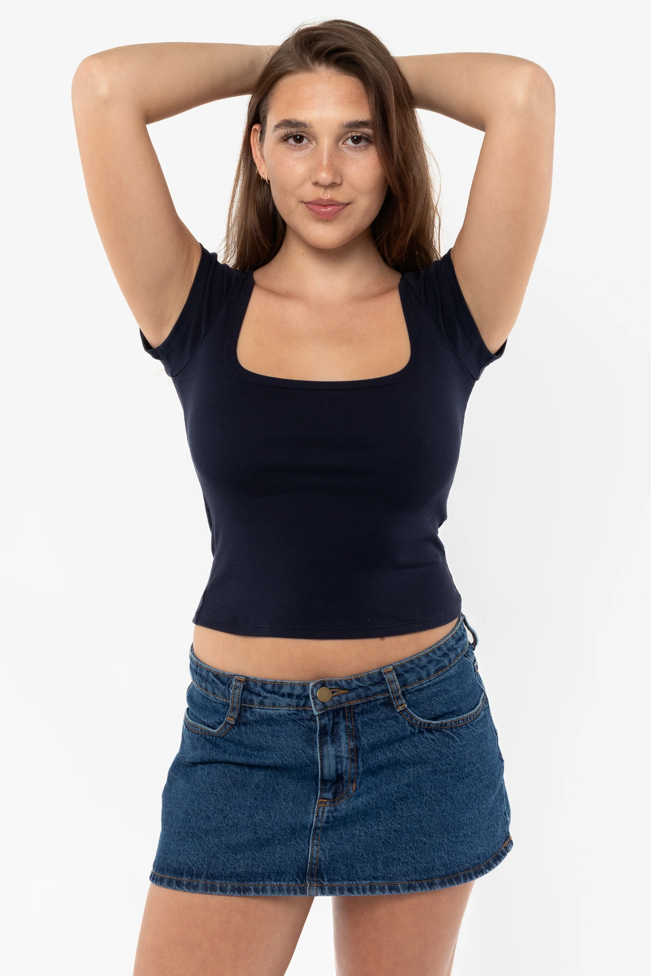 43023 - Baby Rib Square Neck Cap Sleeve Tee - Image 12