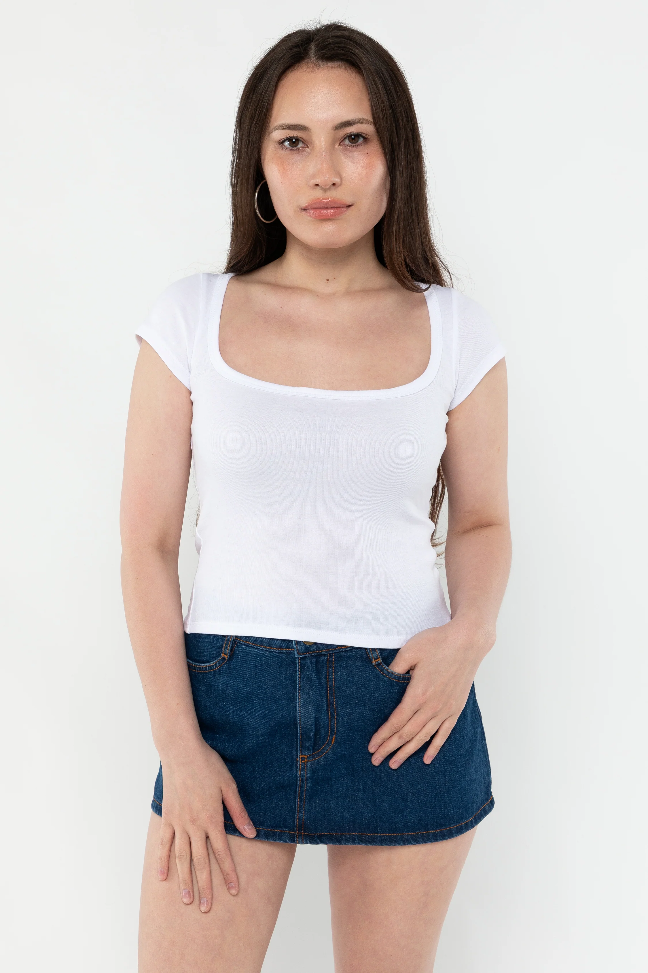 43023 - Baby Rib Square Neck Cap Sleeve Tee - Image 16
