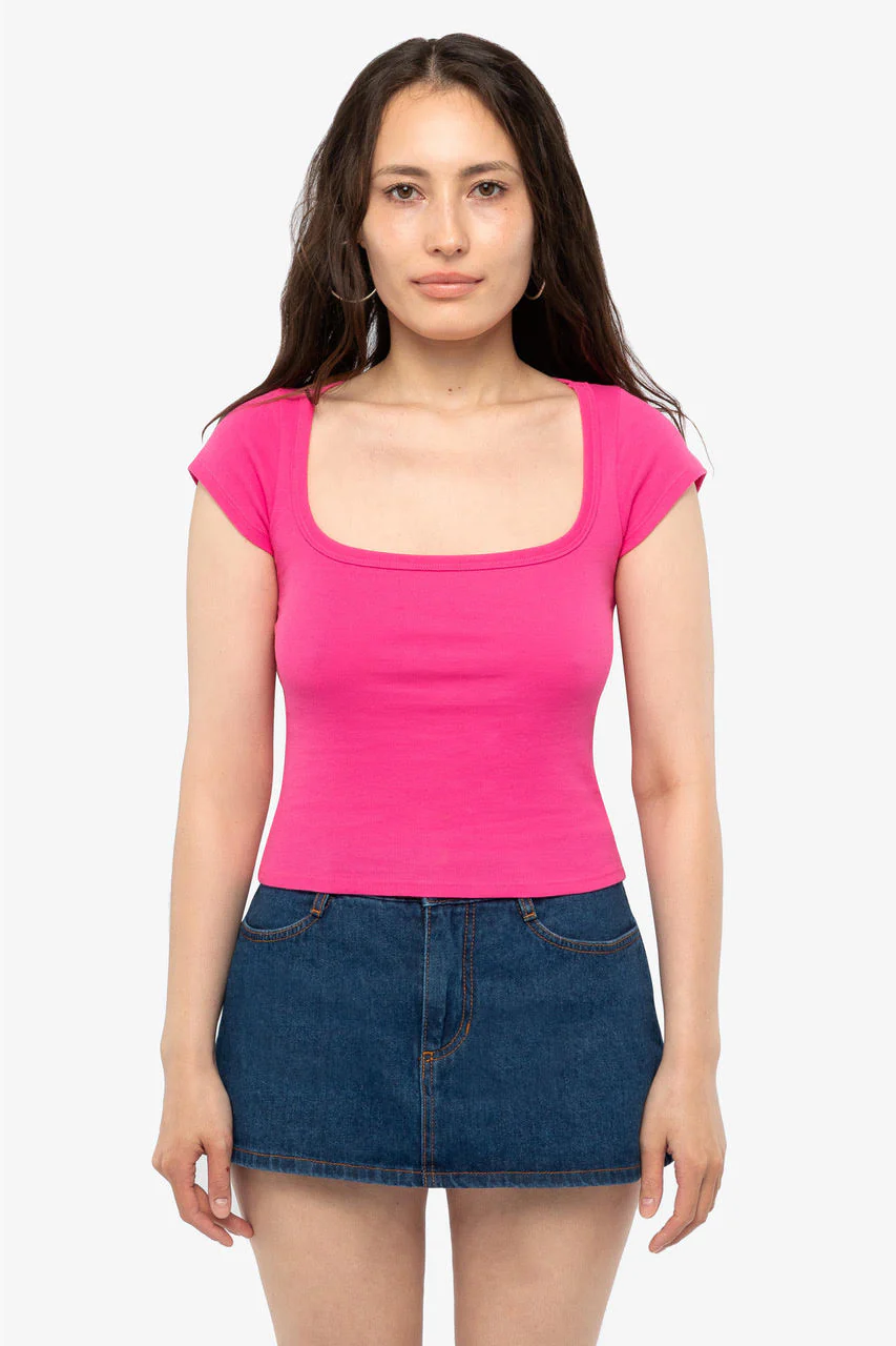 43023 - Baby Rib Square Neck Cap Sleeve Tee - Image 17