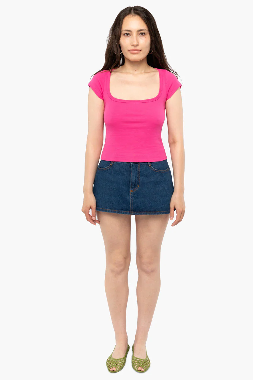 43023 - Baby Rib Square Neck Cap Sleeve Tee - Image 18