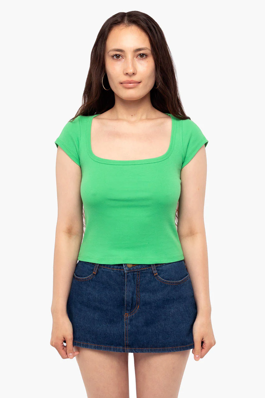 43023 - Baby Rib Square Neck Cap Sleeve Tee - Image 19
