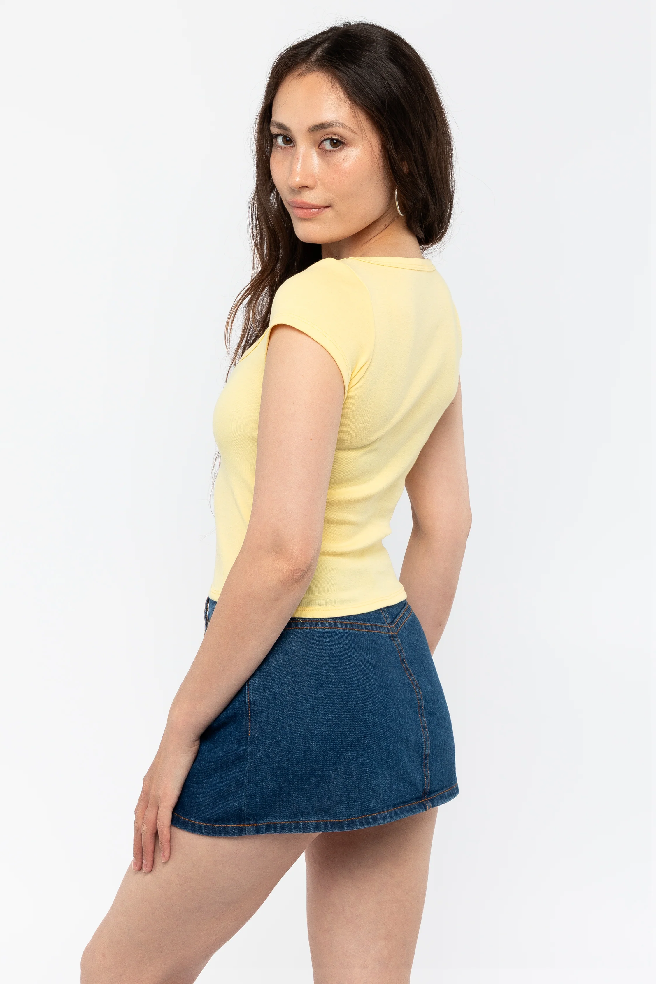 43023 - Baby Rib Square Neck Cap Sleeve Tee - Image 22