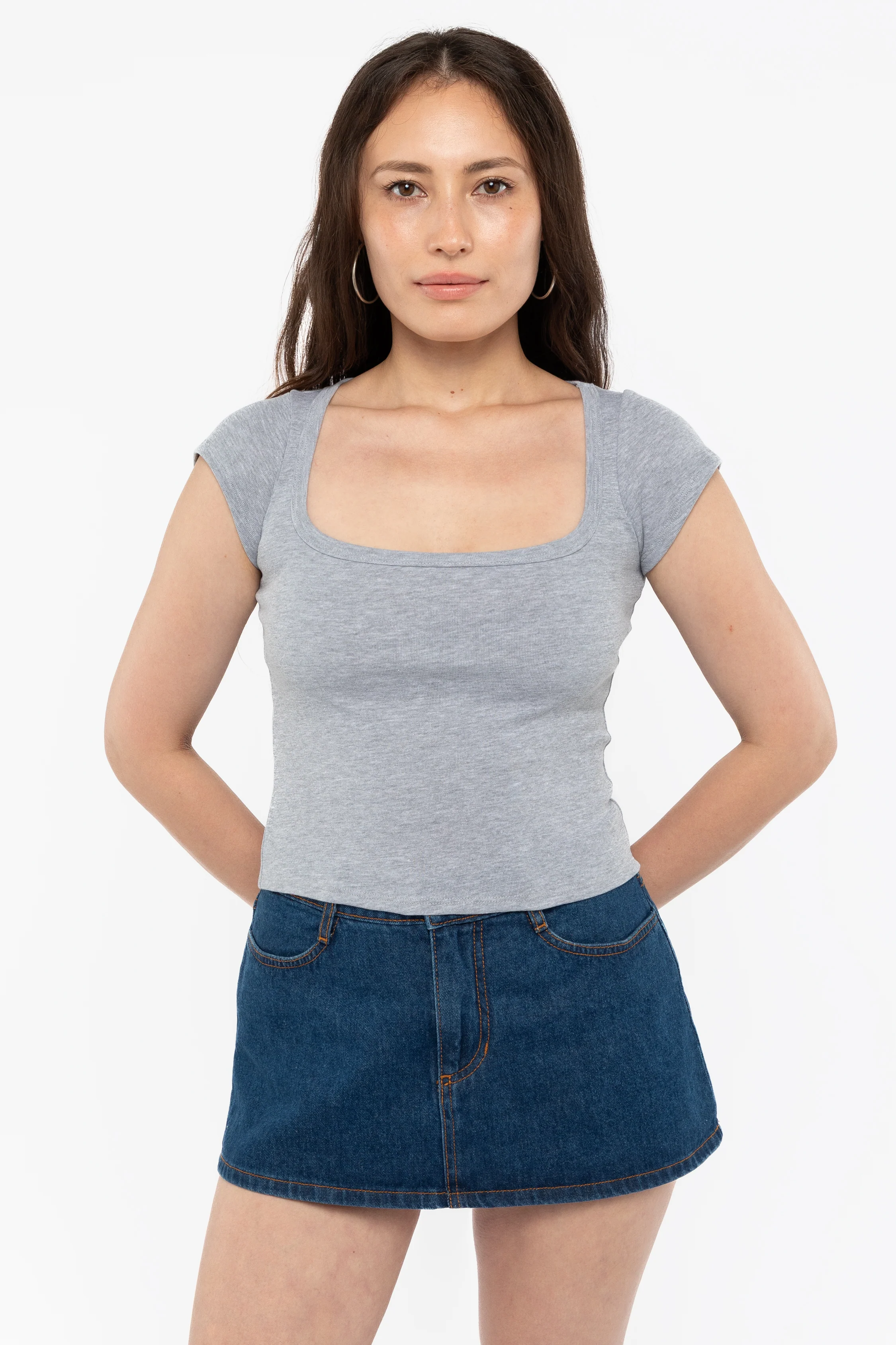 43023 - Baby Rib Square Neck Cap Sleeve Tee - Image 23