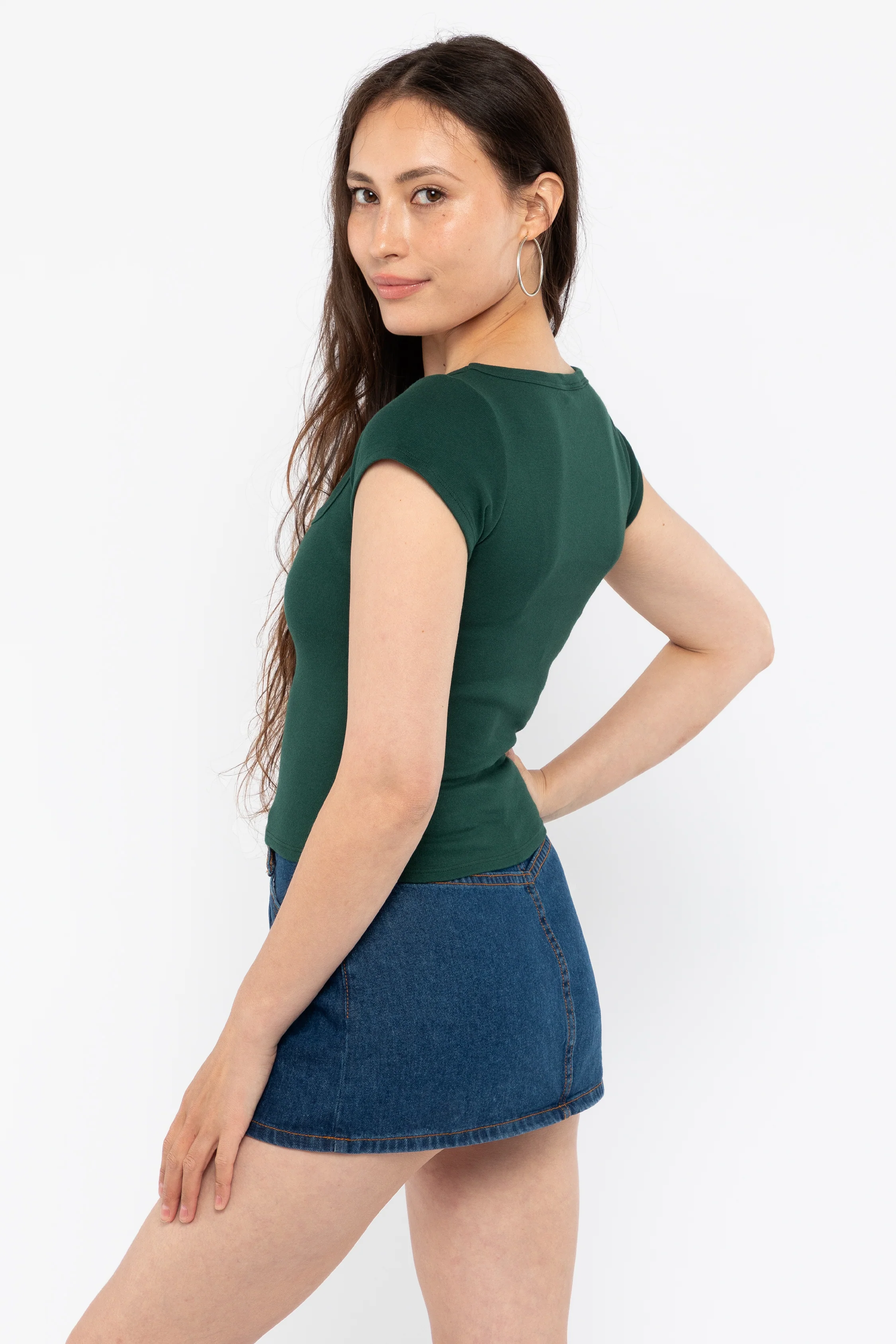 43023 - Baby Rib Square Neck Cap Sleeve Tee - Image 25