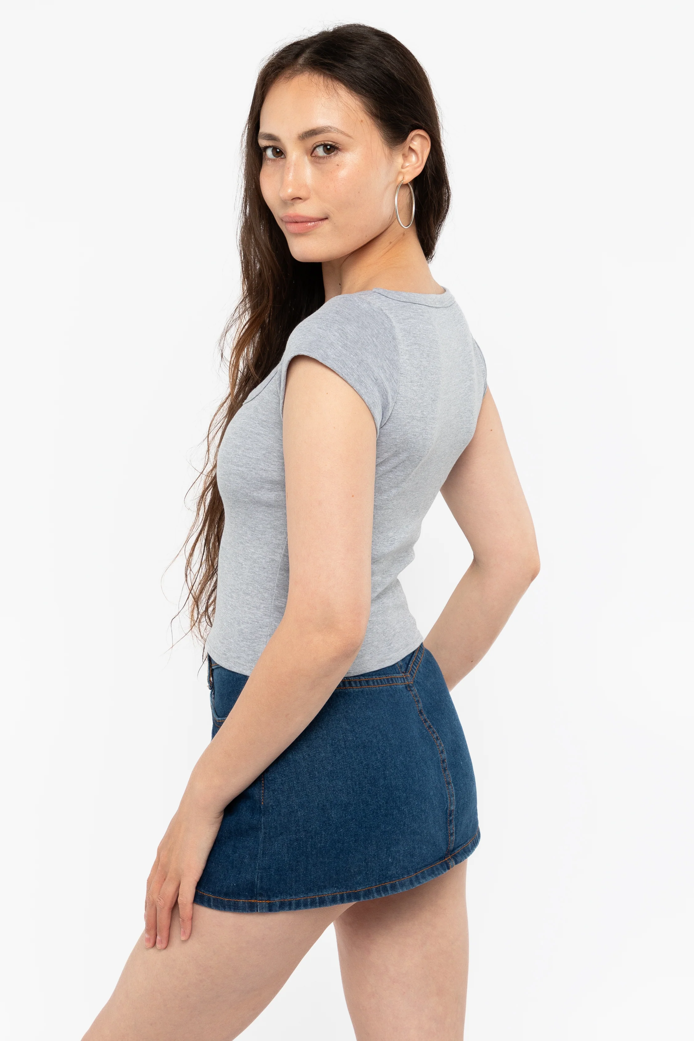 43023 - Baby Rib Square Neck Cap Sleeve Tee - Image 26