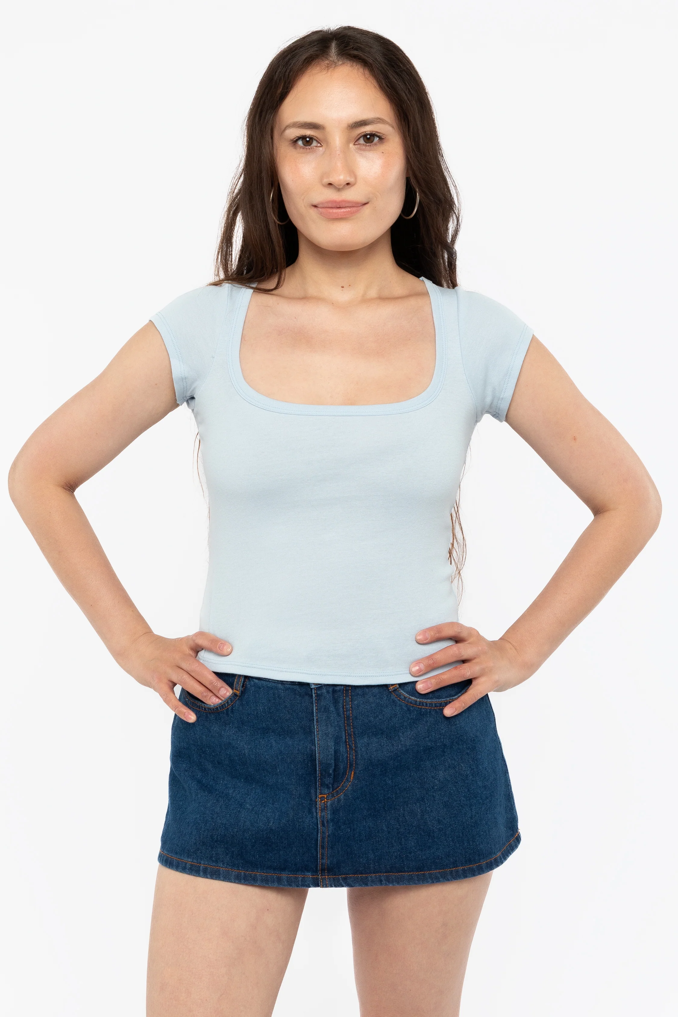 43023 - Baby Rib Square Neck Cap Sleeve Tee - Image 28