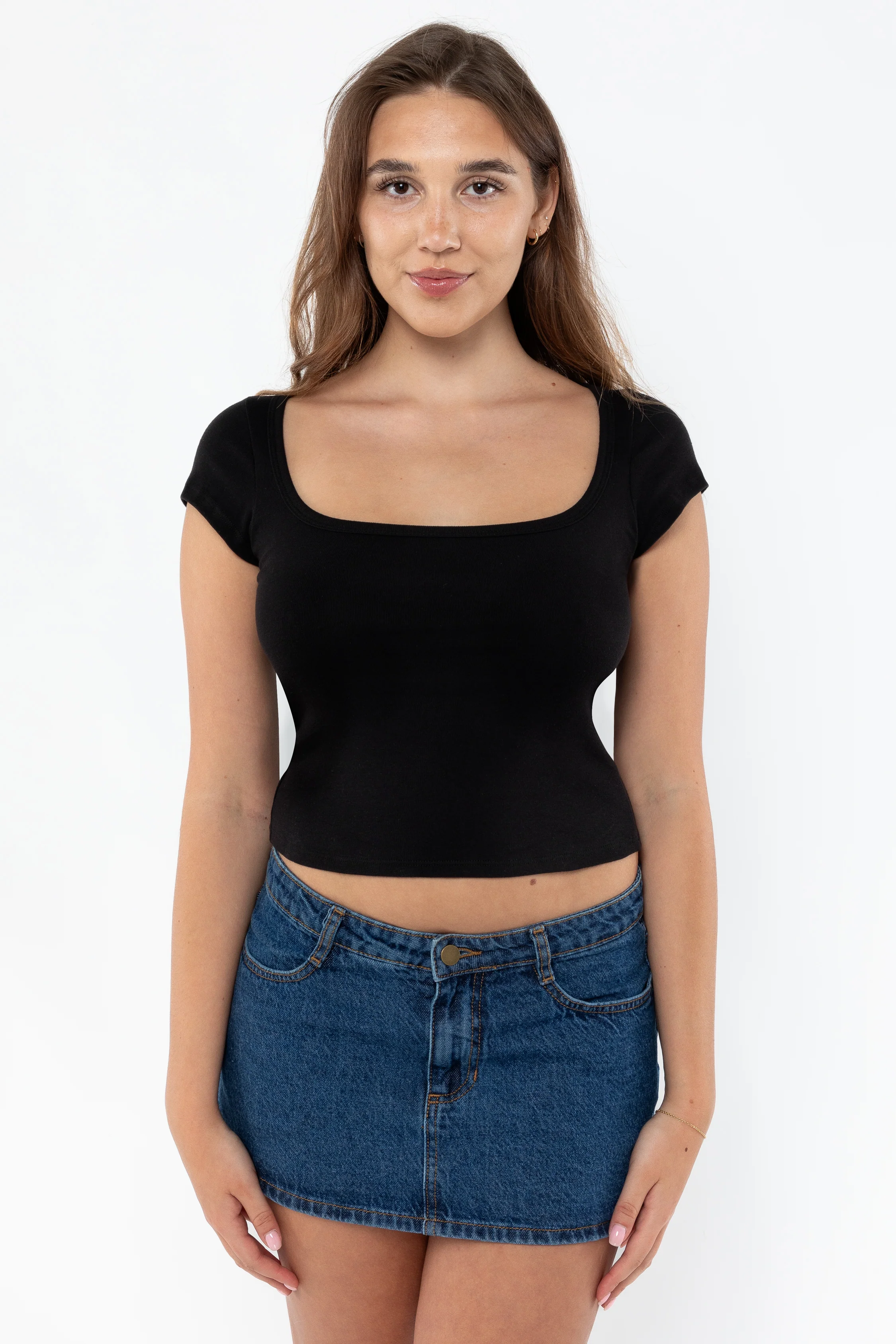 43023 - Baby Rib Square Neck Cap Sleeve Tee - Image 4