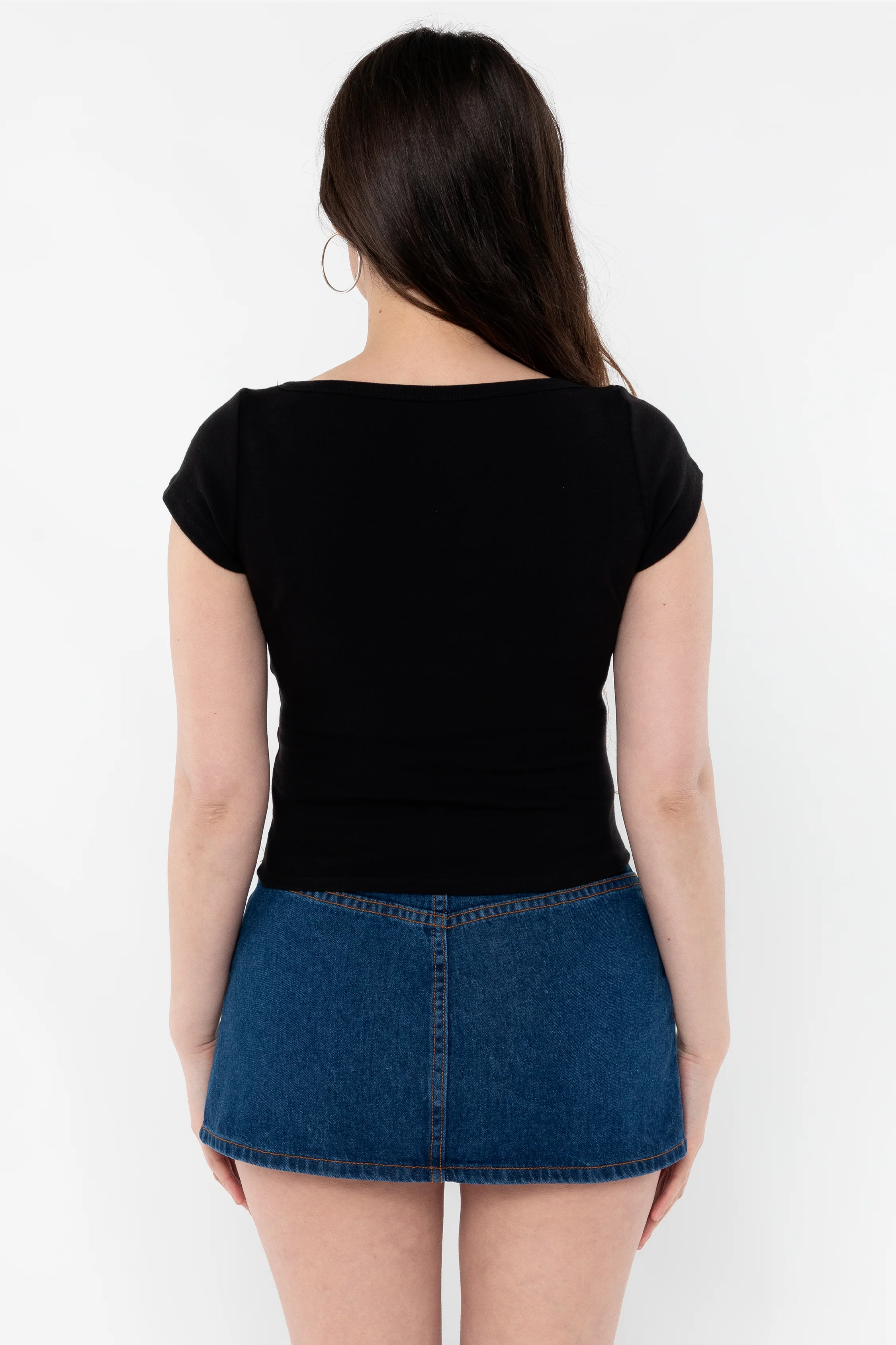 43023 - Baby Rib Square Neck Cap Sleeve Tee - Image 5