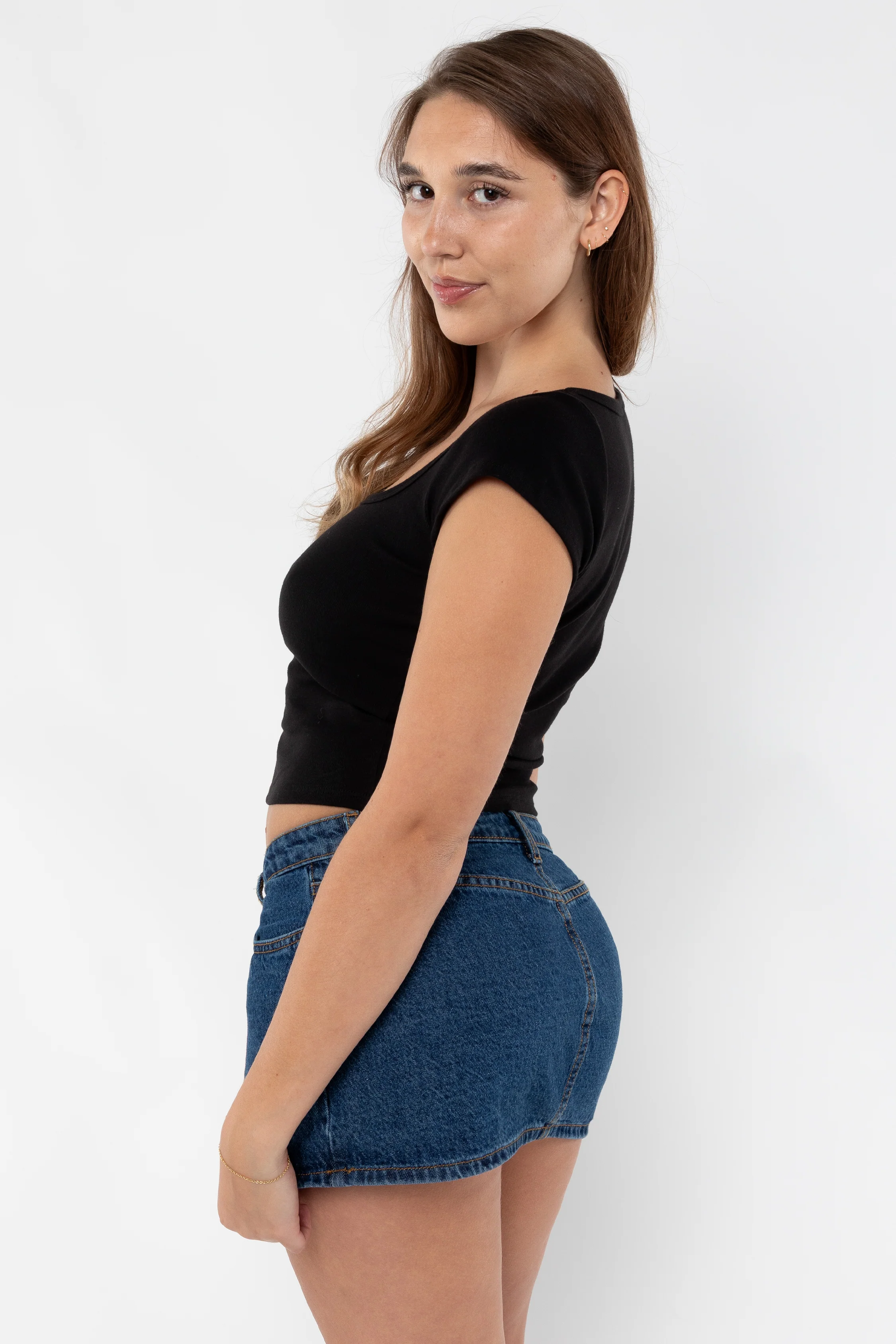 43023 - Baby Rib Square Neck Cap Sleeve Tee - Image 7