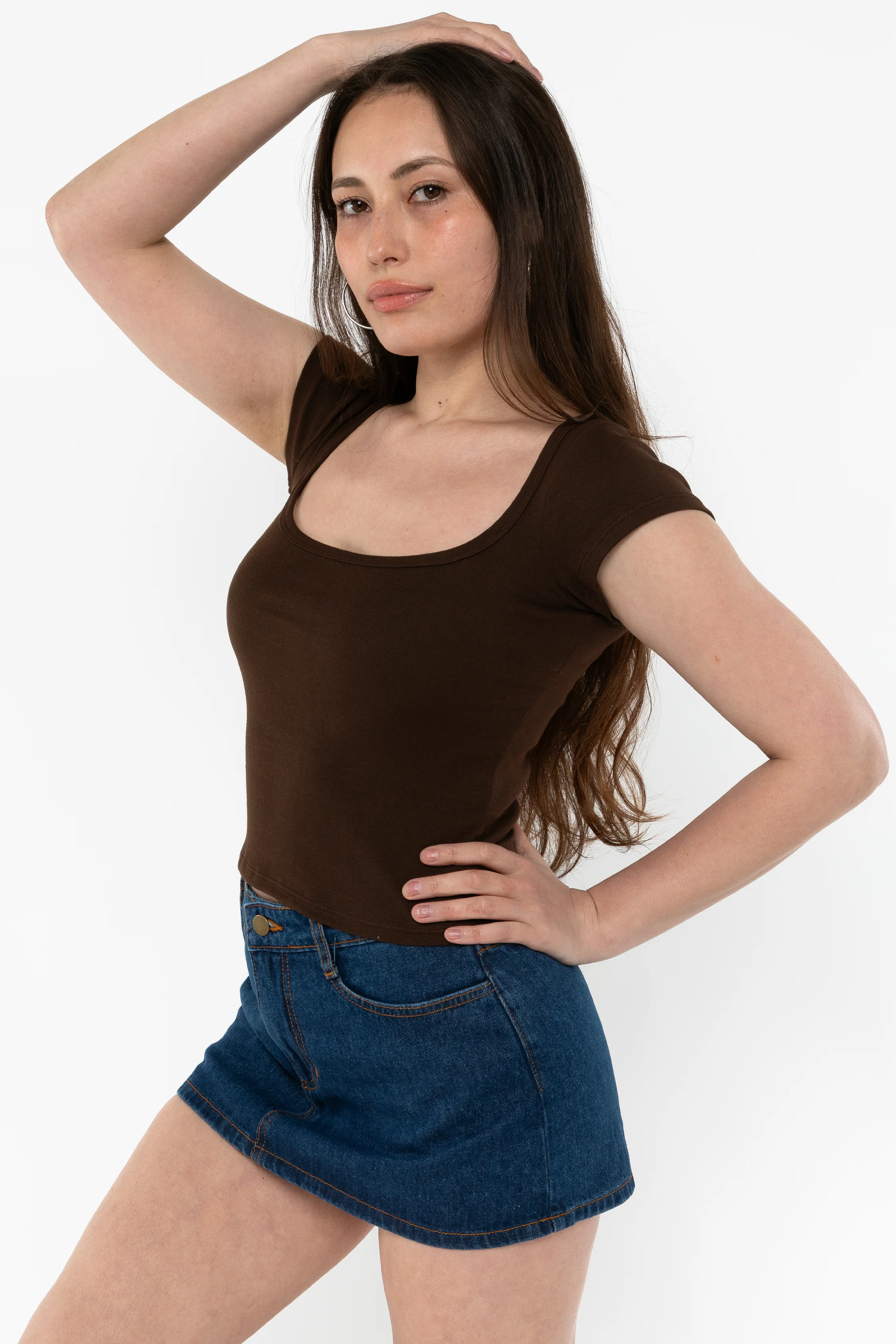 43023 - Baby Rib Square Neck Cap Sleeve Tee - Image 9