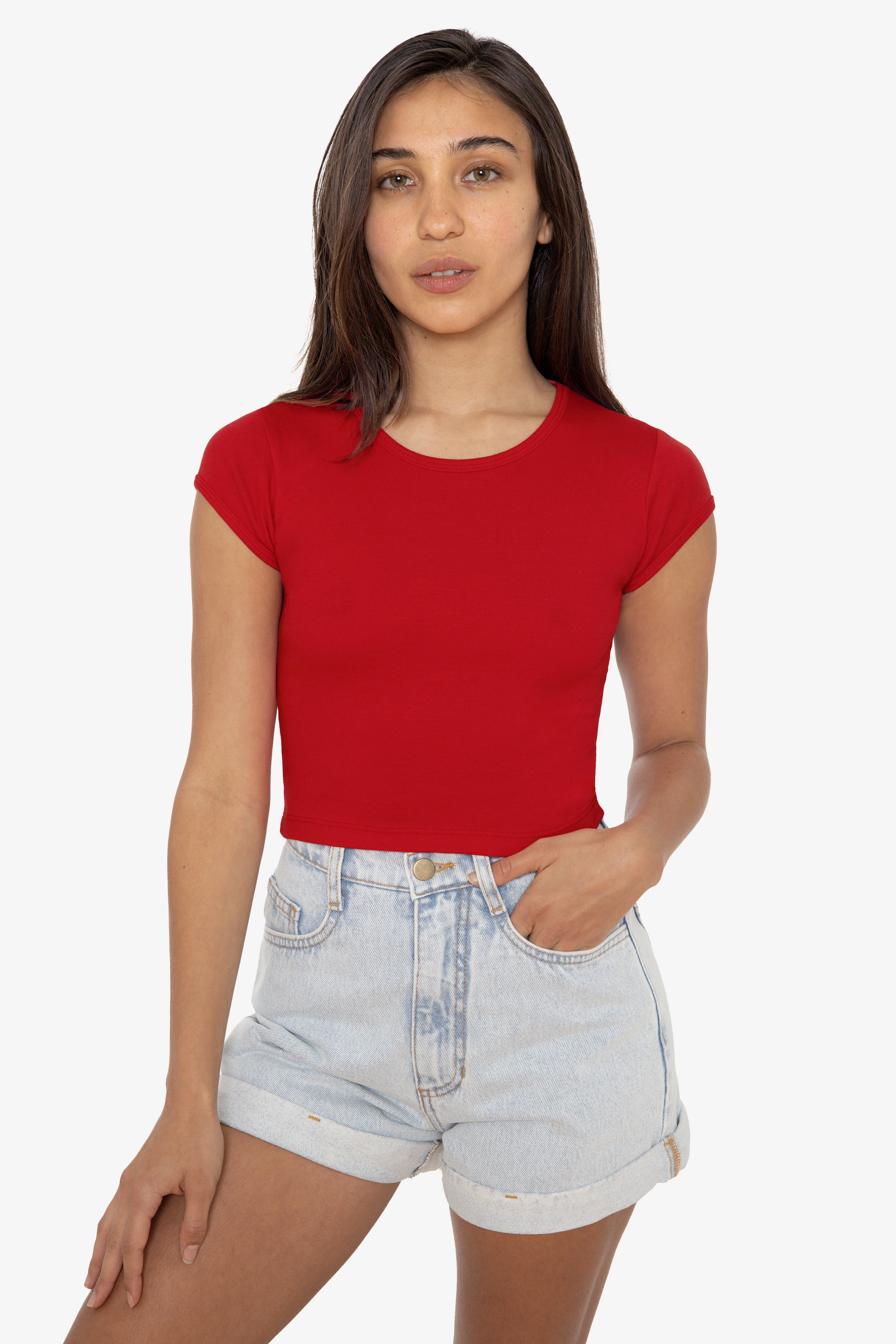 43035 - Cap Sleeve Baby Rib Crop Top - Image 43