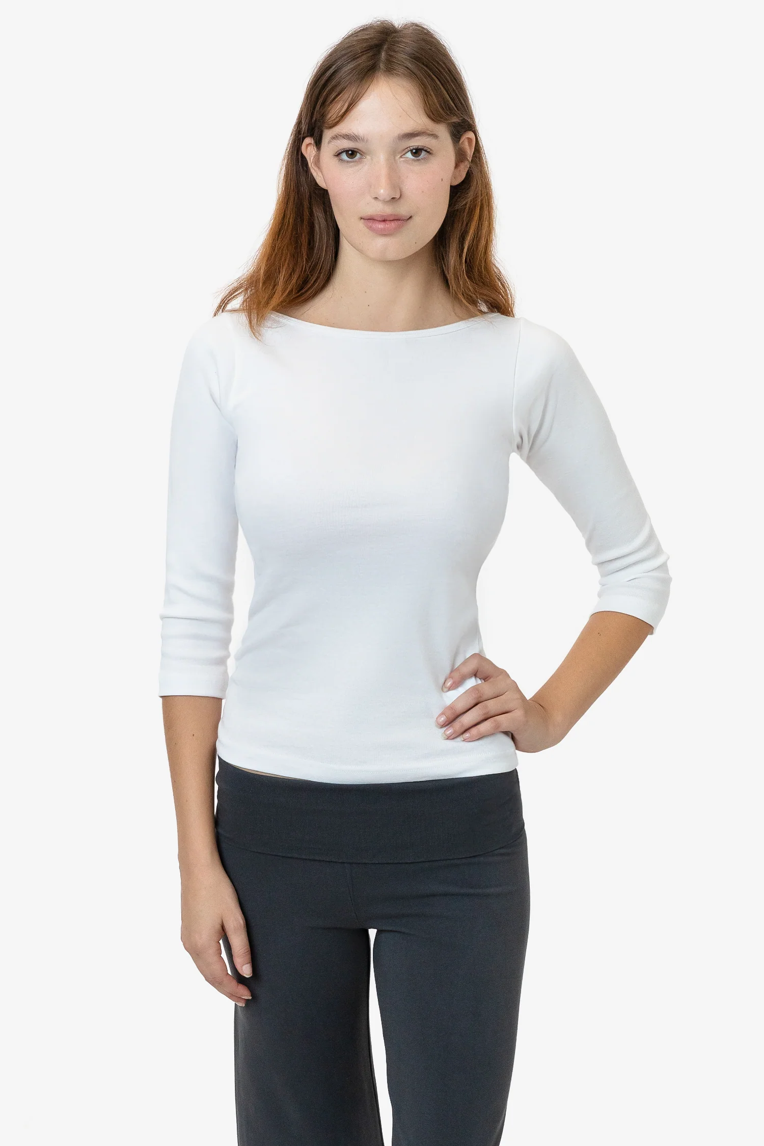 43044 - Baby Rib 3/4 Sleeve Boatneck Top - Image 12