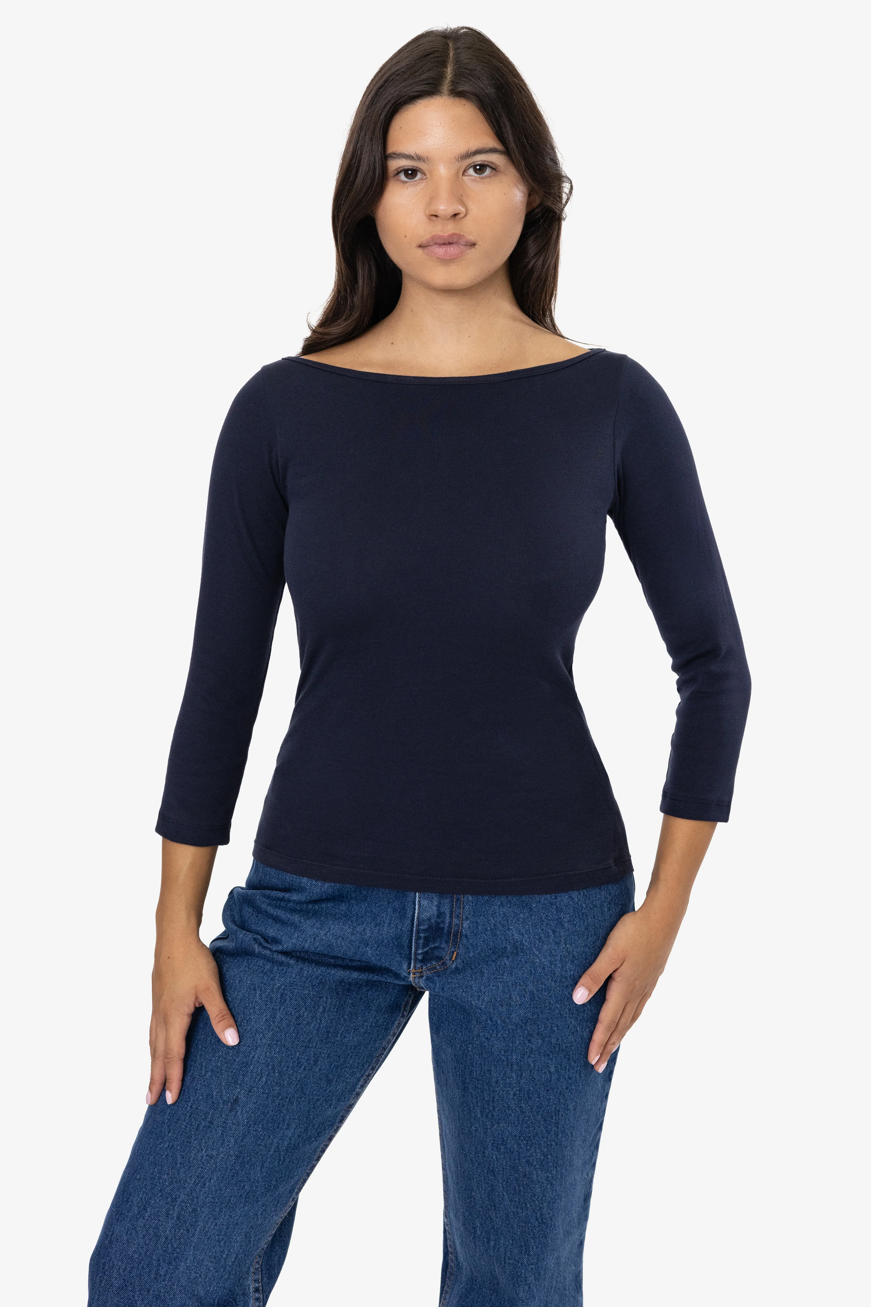 43044 - Baby Rib 3/4 Sleeve Boatneck Top - Image 13