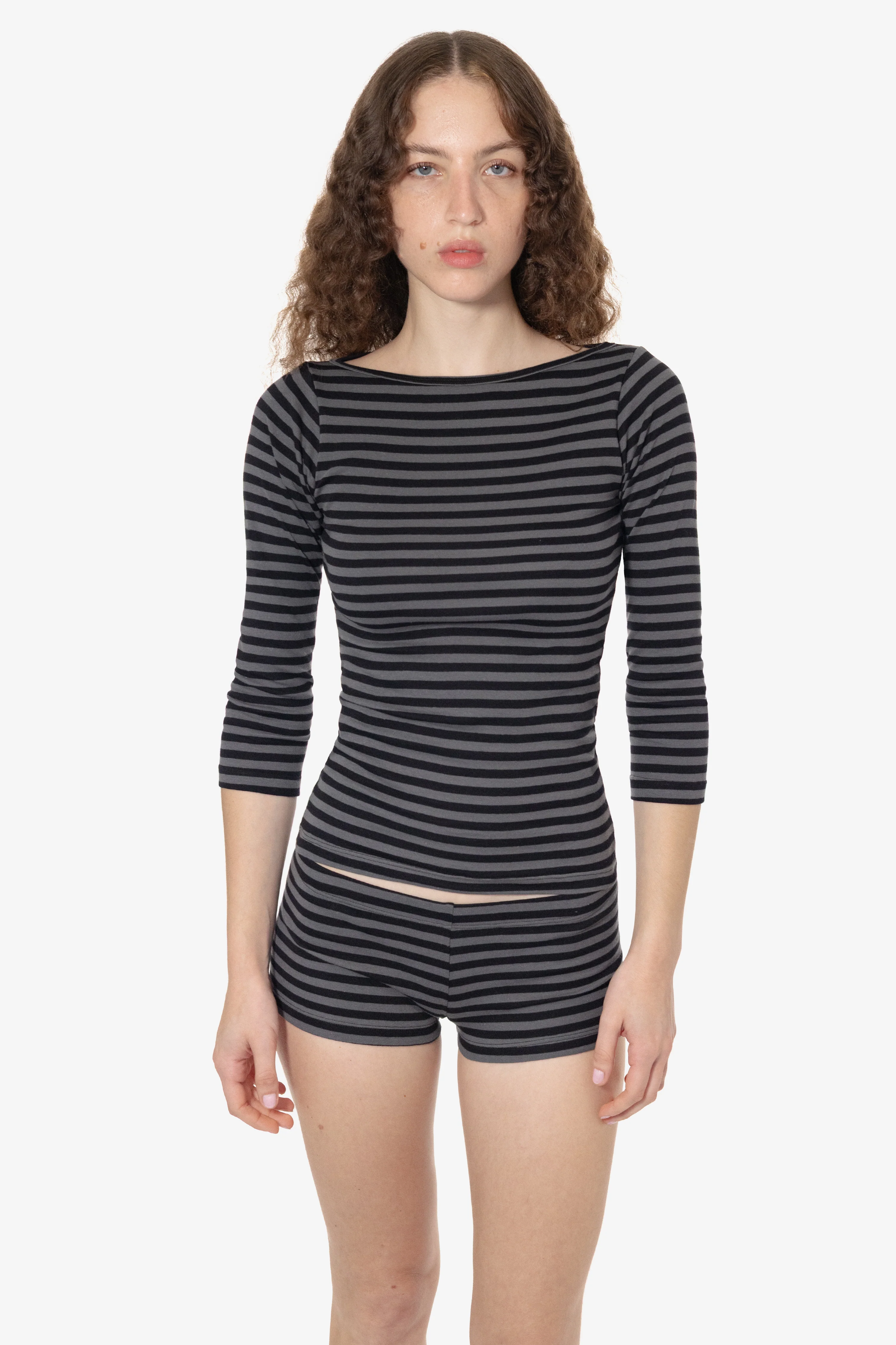 43044 - Baby Rib 3/4 Sleeve Boatneck Top - Image 3