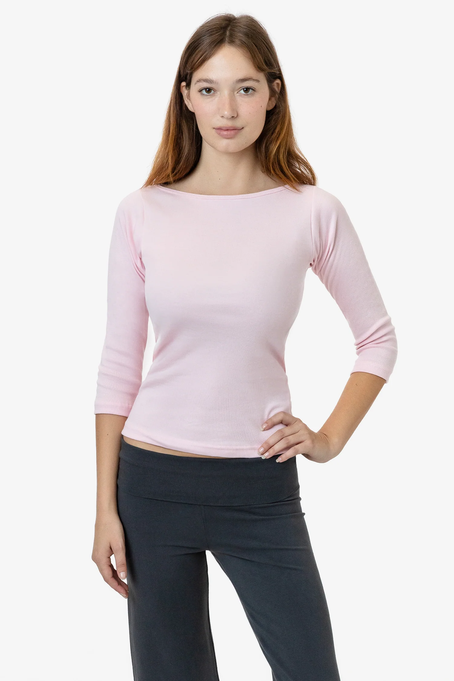 43044 - Baby Rib 3/4 Sleeve Boatneck Top - Image 4