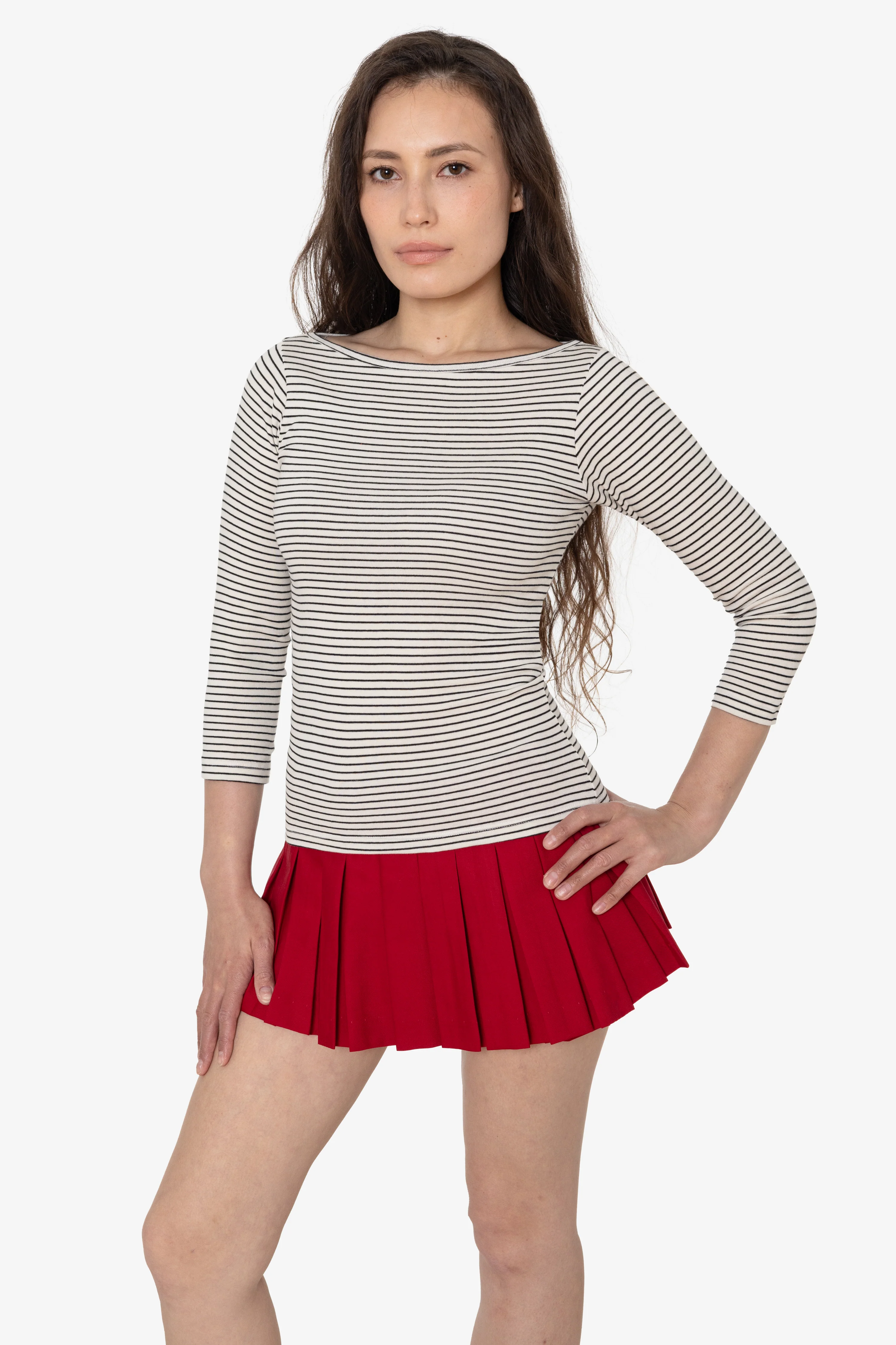 43044 - Baby Rib 3/4 Sleeve Boatneck Top - Image 5