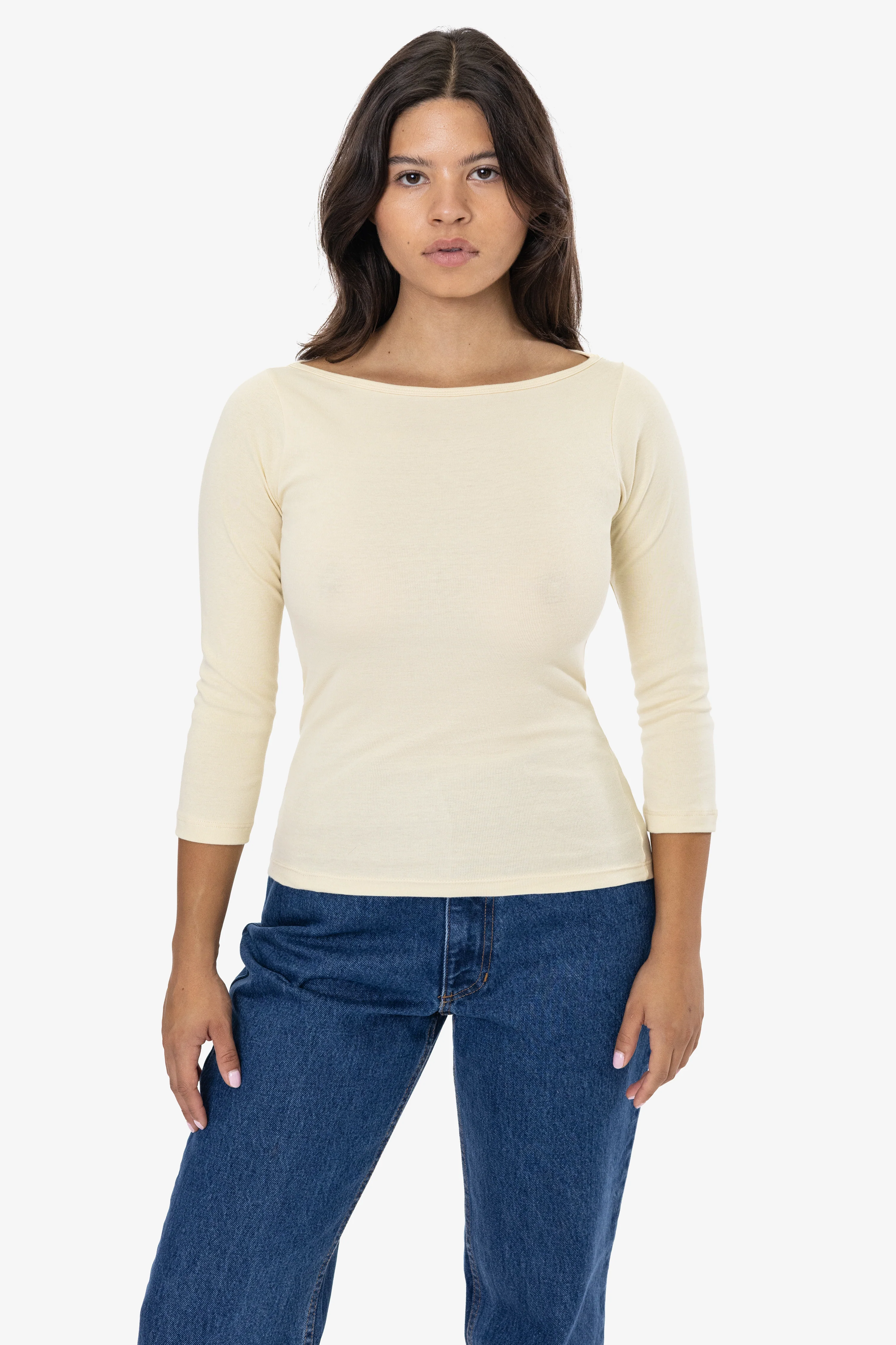 43044 - Baby Rib 3/4 Sleeve Boatneck Top - Image 6