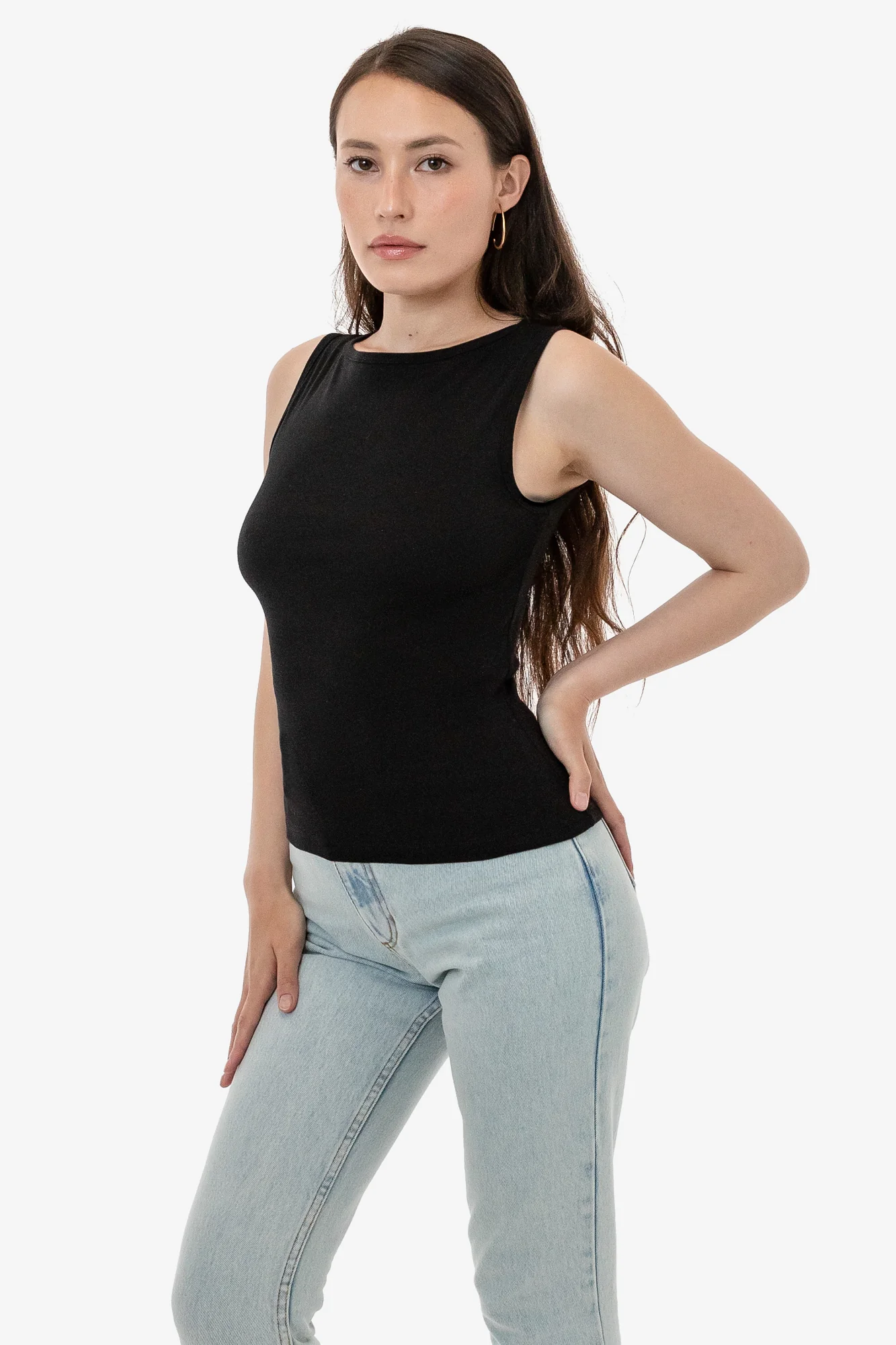 43045 - Baby Rib Sleeveless Boatneck Top - Image 3