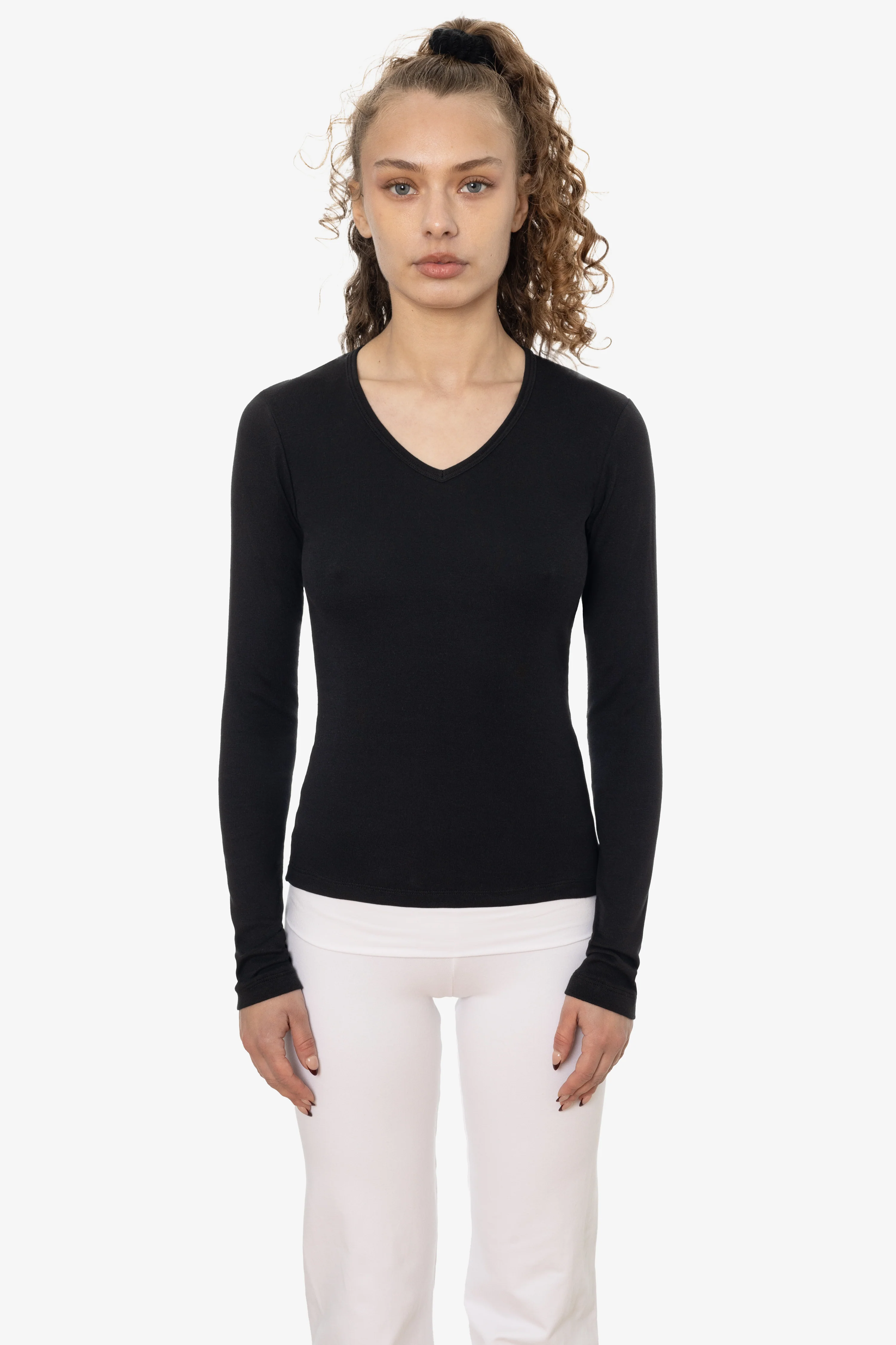 43076 - Baby Rib L/S V-Neck Tee - Image 3
