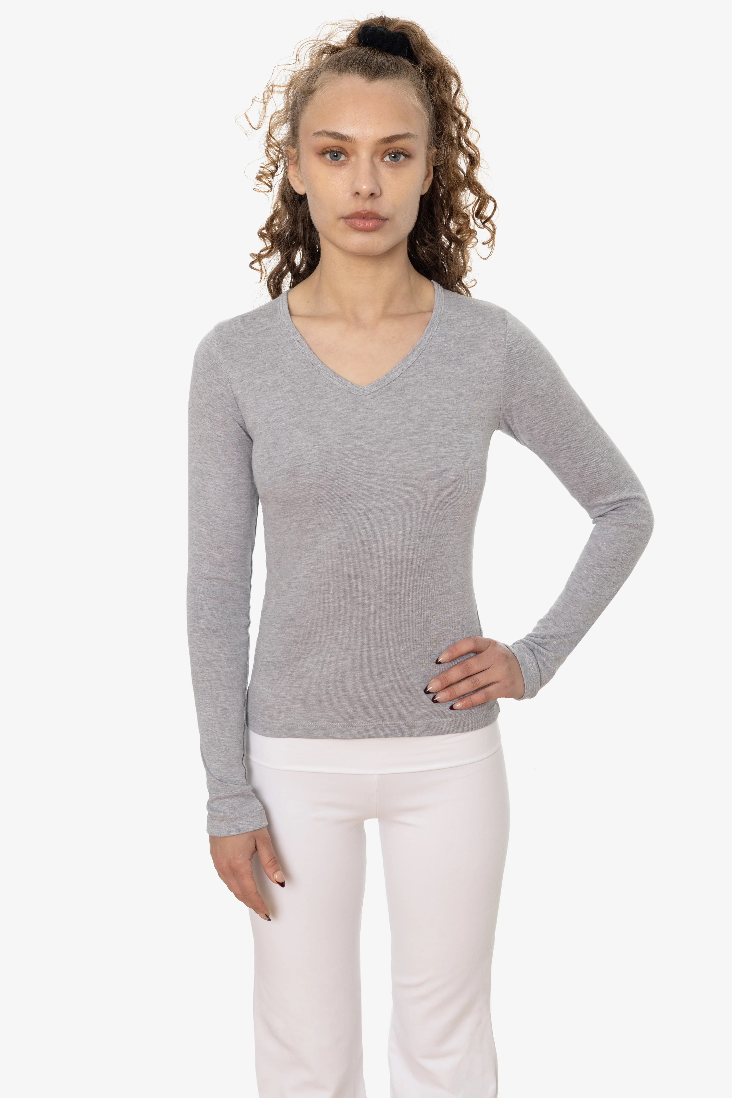 43076 - Baby Rib L/S V-Neck Tee - Image 4