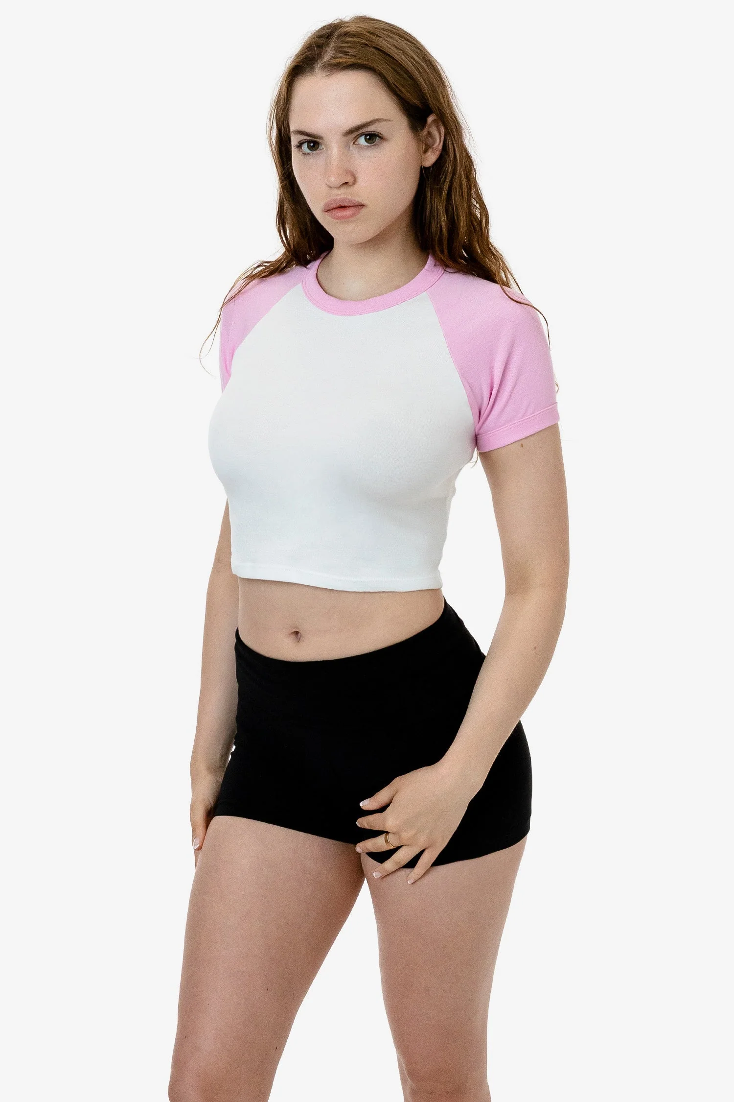 43077 - Baby Rib Short Sleeve Cropped Raglan - Image 3