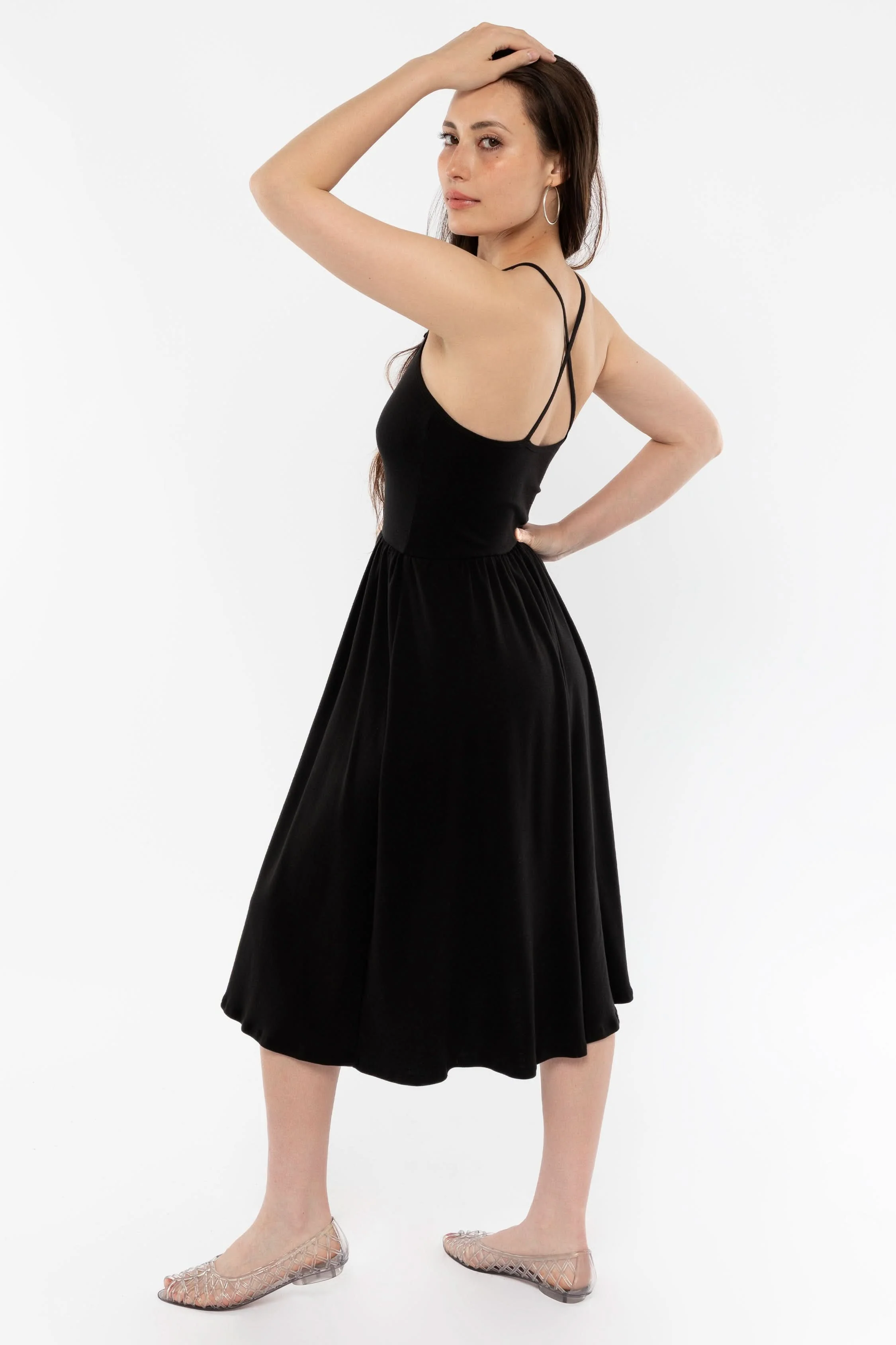 43208X - Baby Rib Cross Back Midi Dress - Image 3