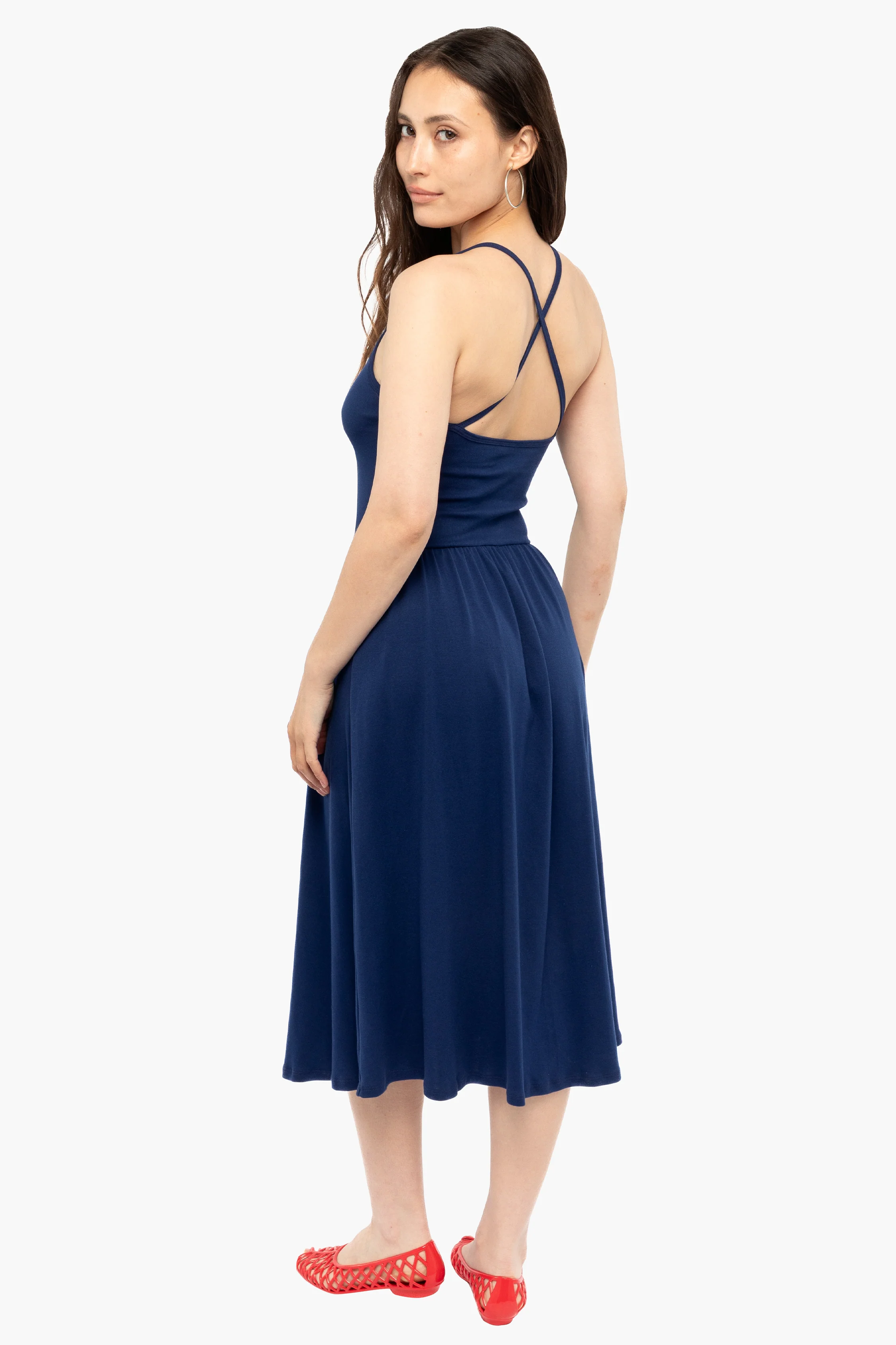 43208X - Baby Rib Cross Back Midi Dress - Image 7