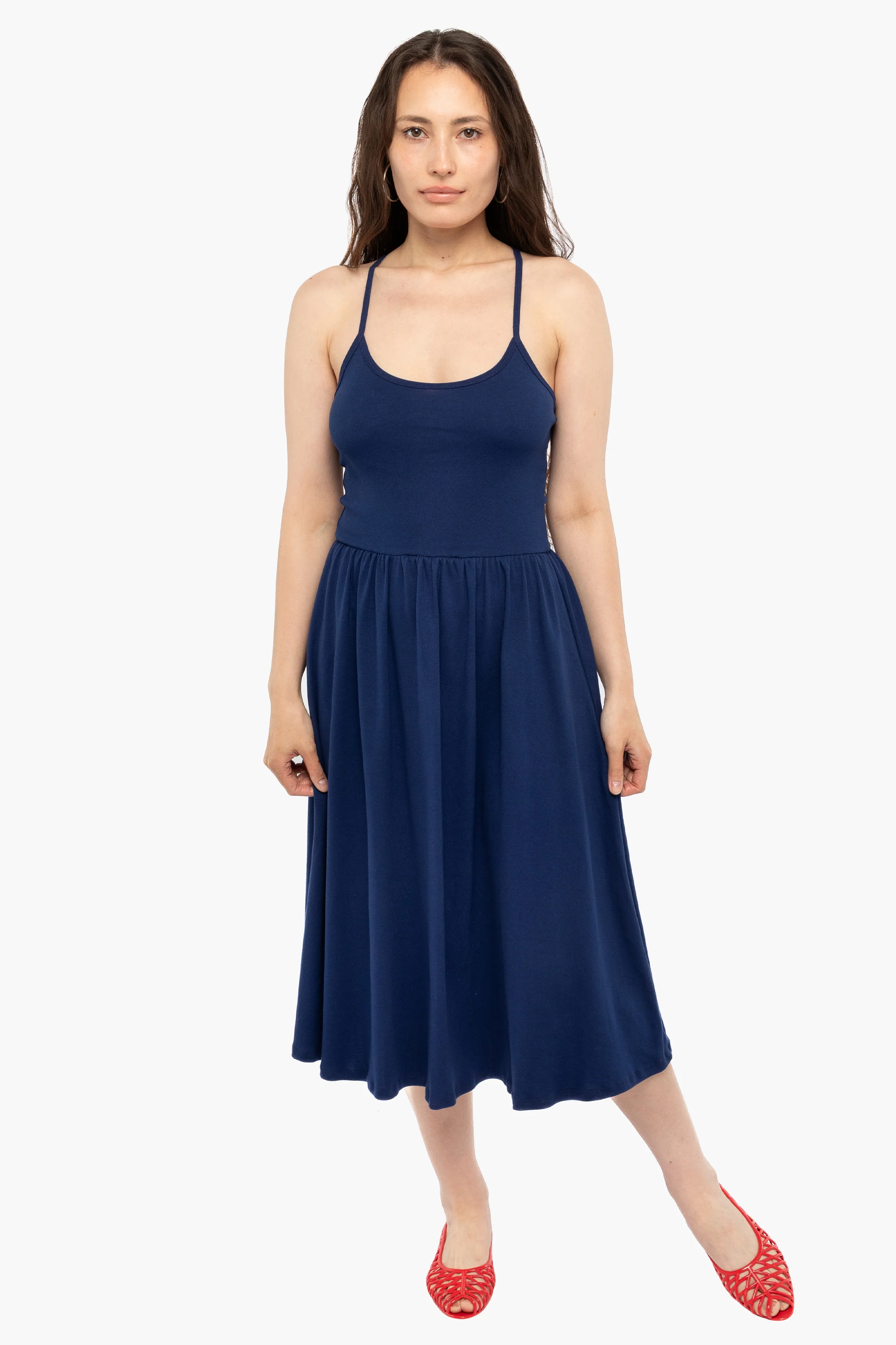 43208X - Baby Rib Cross Back Midi Dress - Image 8