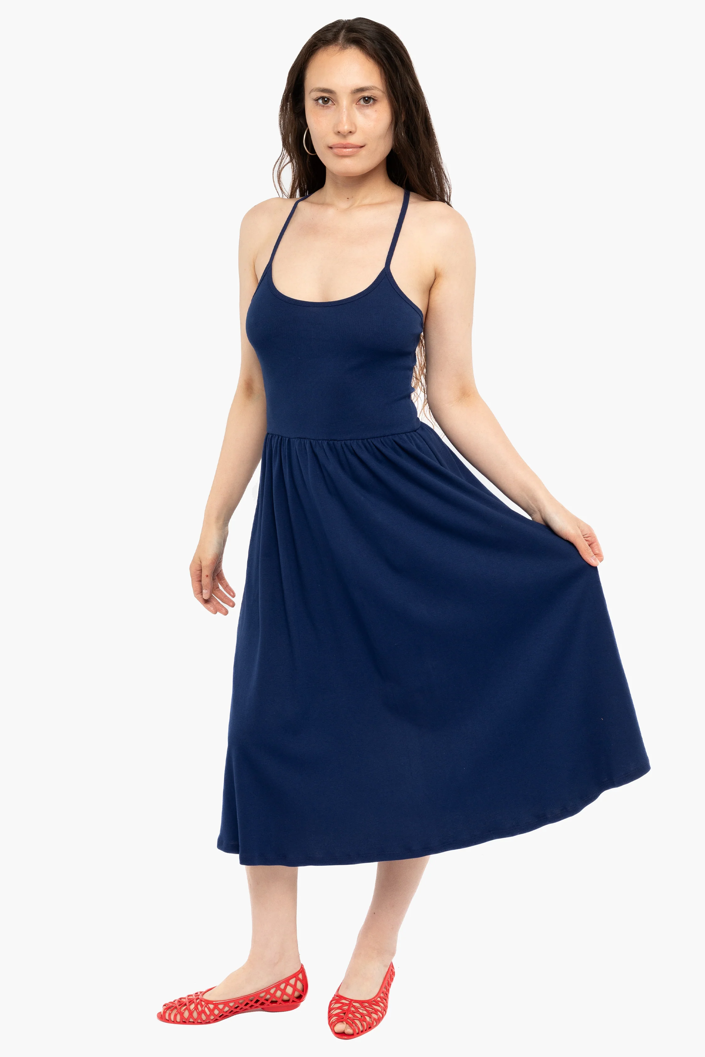 43208X - Baby Rib Cross Back Midi Dress - Image 9