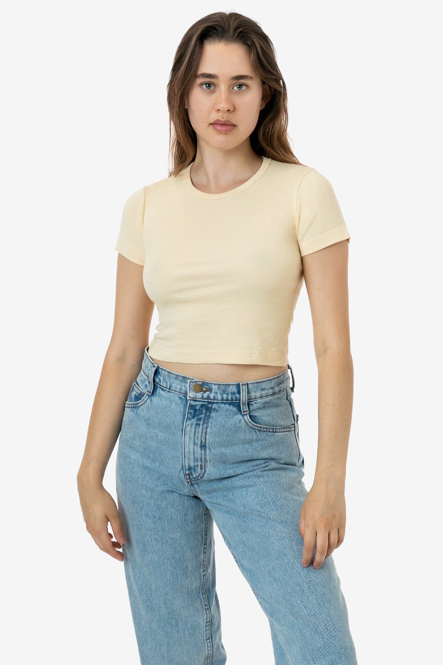 4325 - Baby Rib Short Sleeve Crop Tee - Image 4