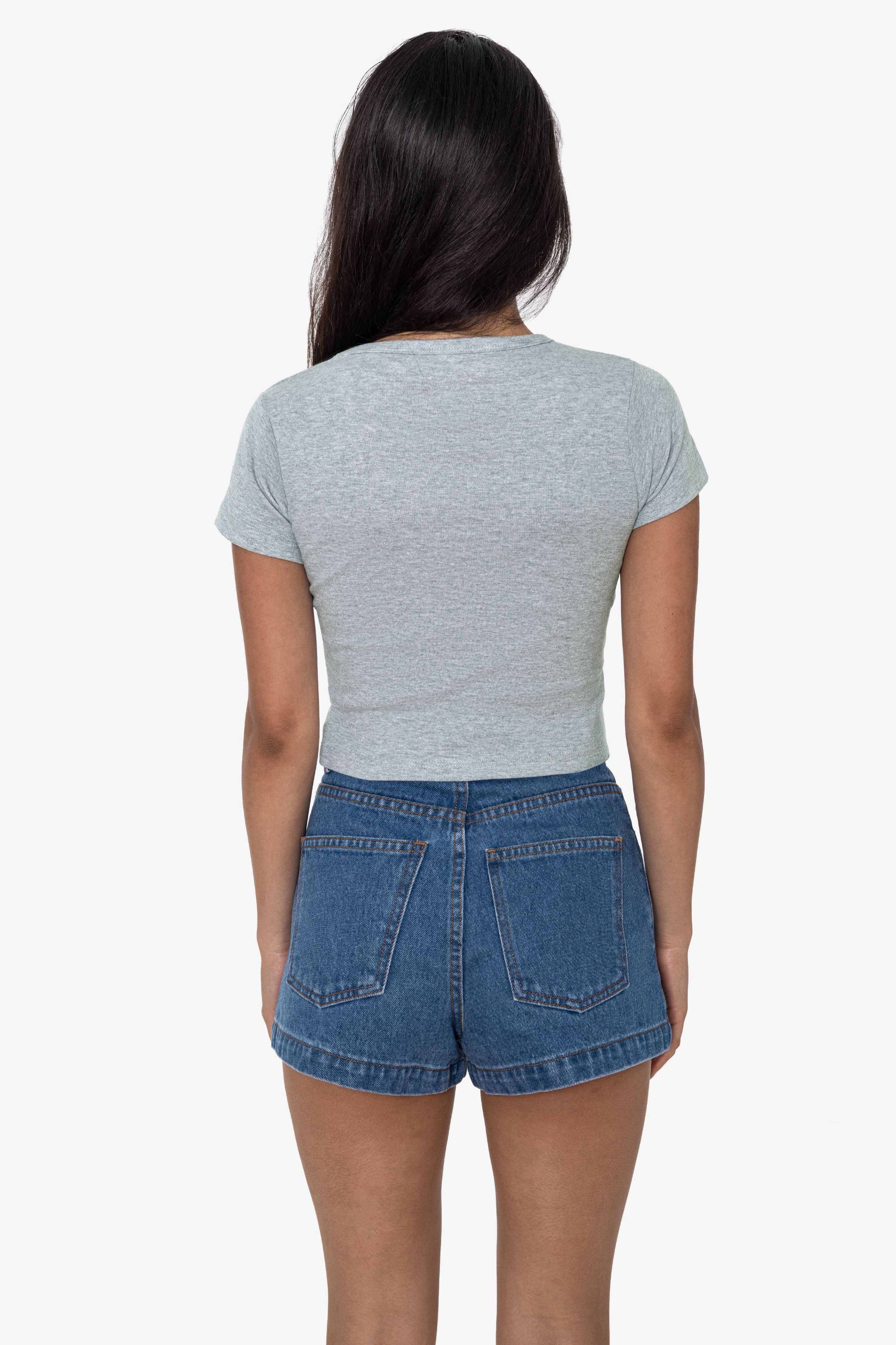 4356 - Baby Rib Short Sleeve V-Neck Crop Tee - Image 11